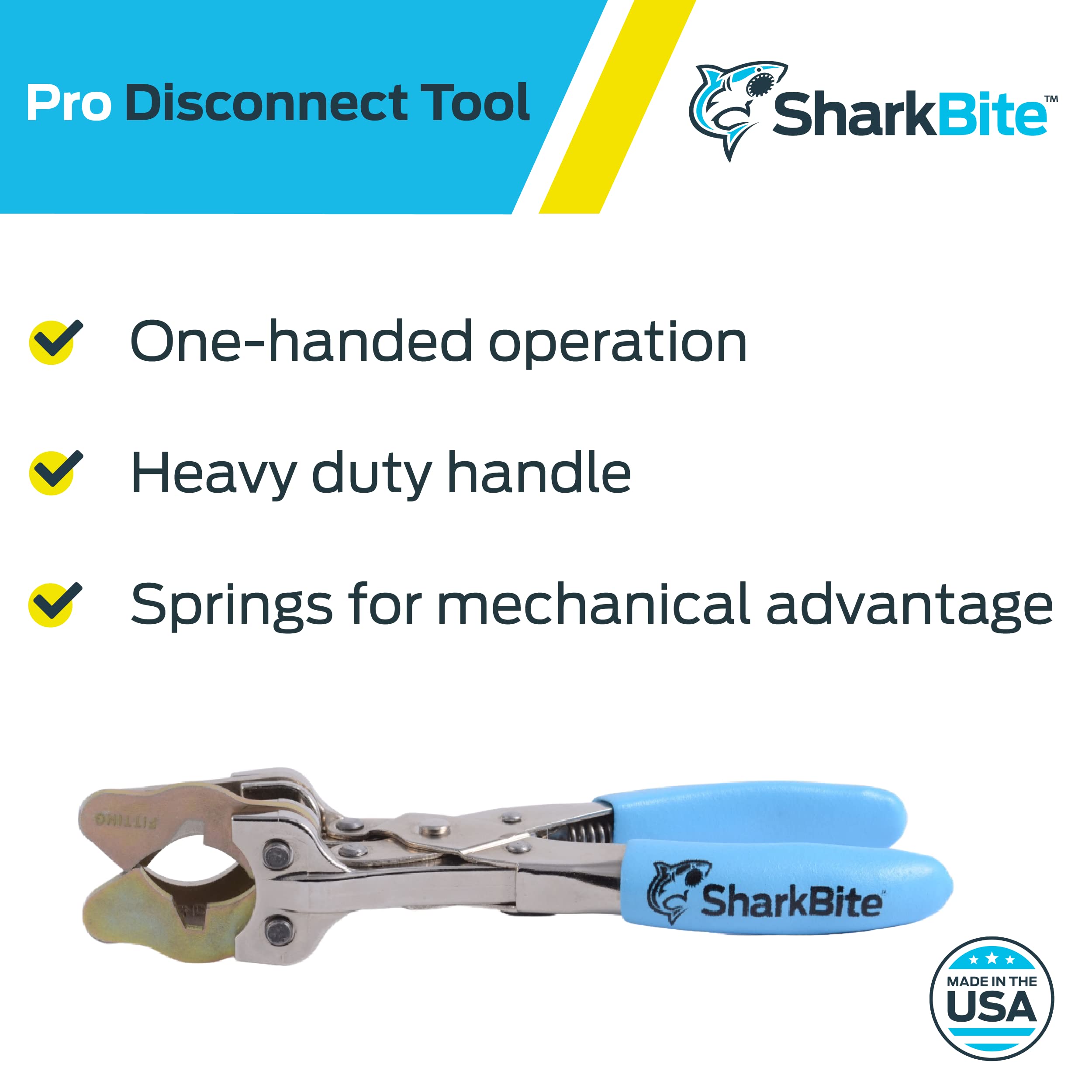 SharkBite tool in use on PEX pipe demonstrating fast fitting removal benefit
