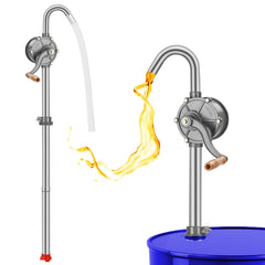 shdzzdzswy front view of aluminum drum pump showing sturdy construction and quick setup