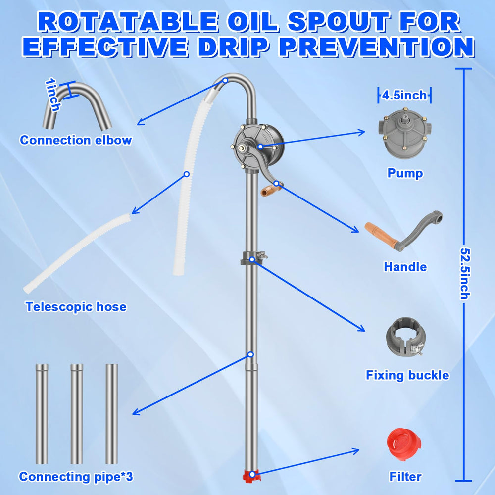 shdzzdzswy telescoping suction tube adjusted to different drum heights for versatility