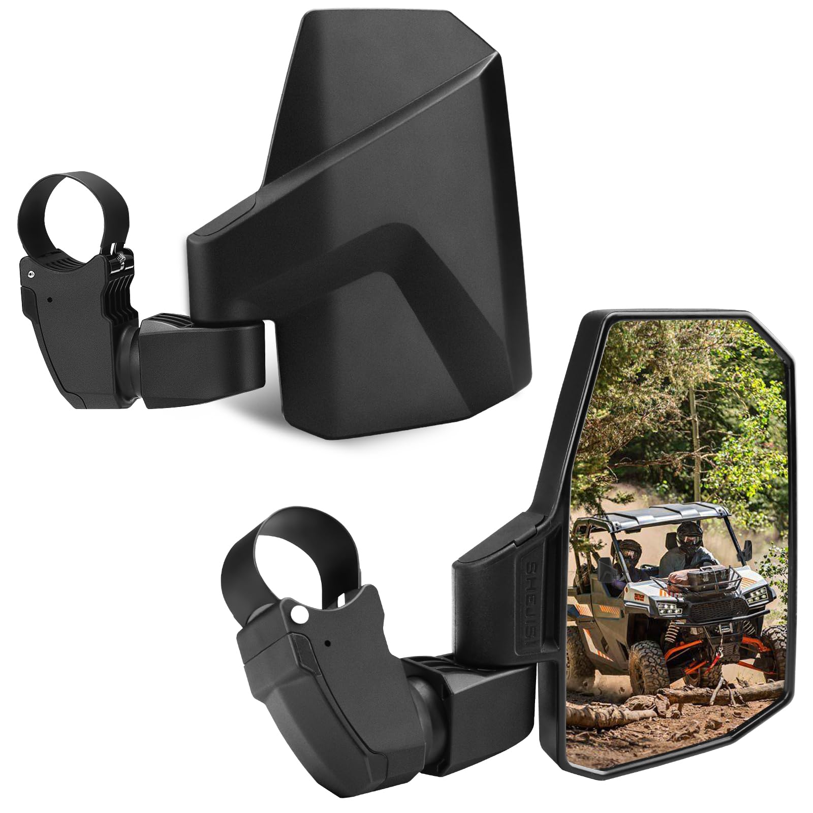 SHEJISI front mirror view showing sleek ABS housing and clear reflection benefit