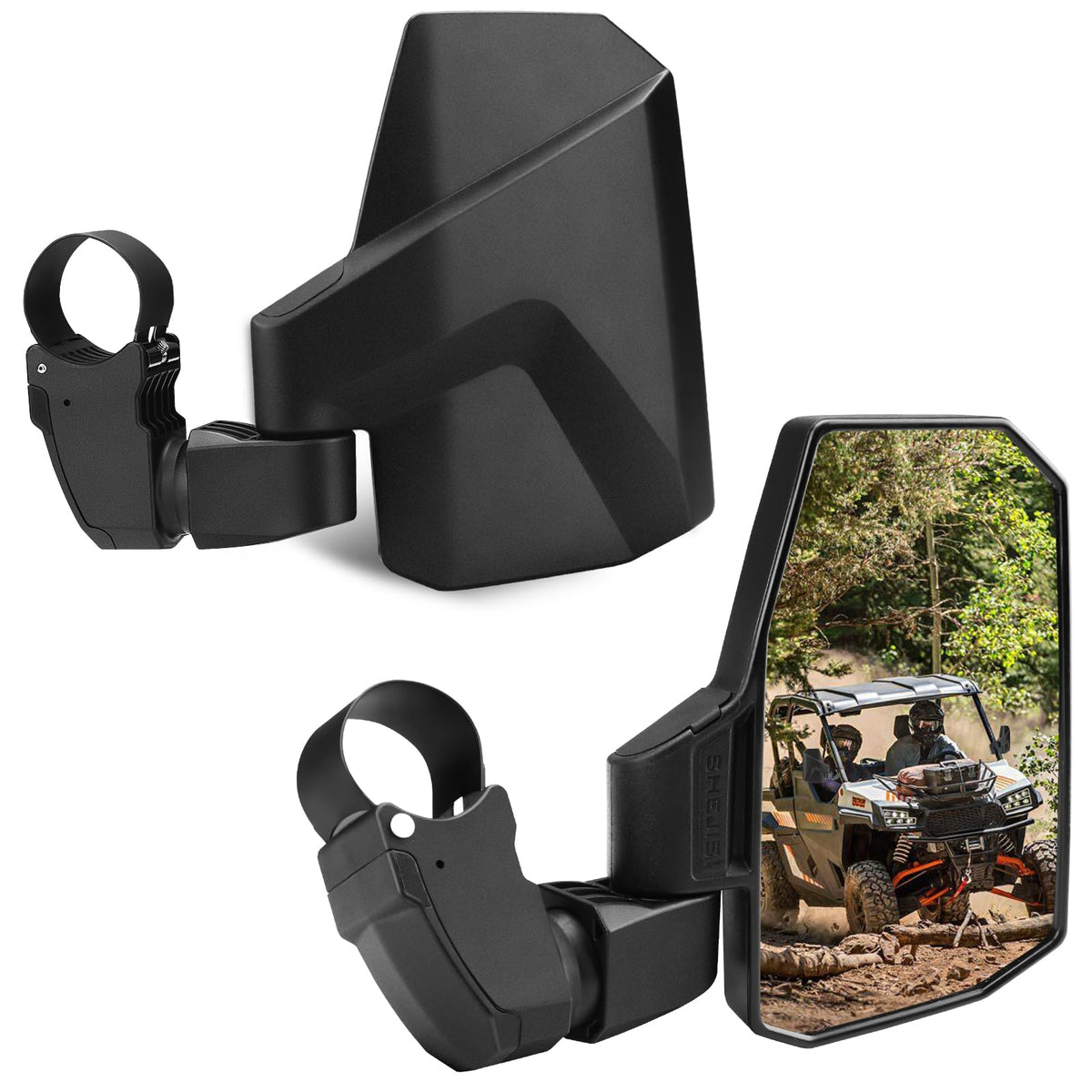 SHEJISI front mirror view showing sleek ABS housing and clear reflection benefit