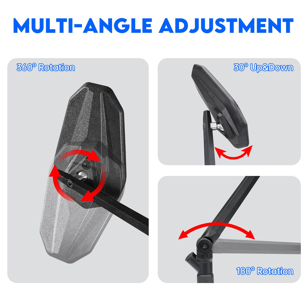 SHEJISI mirror fitted to an ATV demonstrating universal compatibility