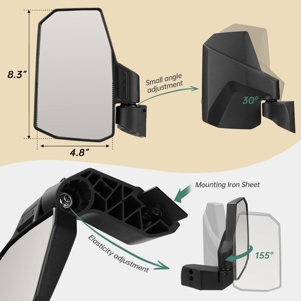 SHEJISI mirror installed on Polaris Ranger showing practical on-vehicle use benefit