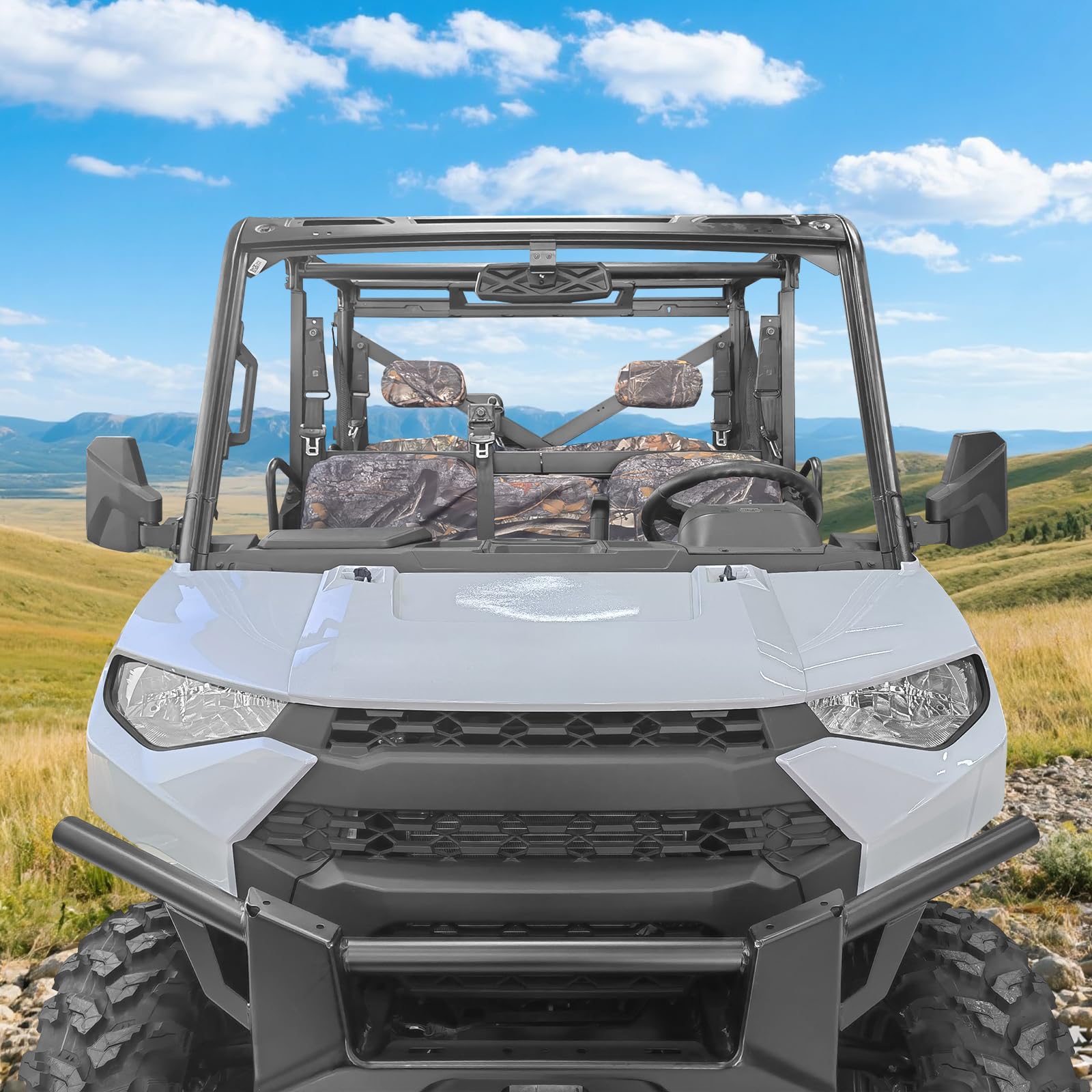 SHEJISI mirror on UTV trail scene enhancing driver awareness
