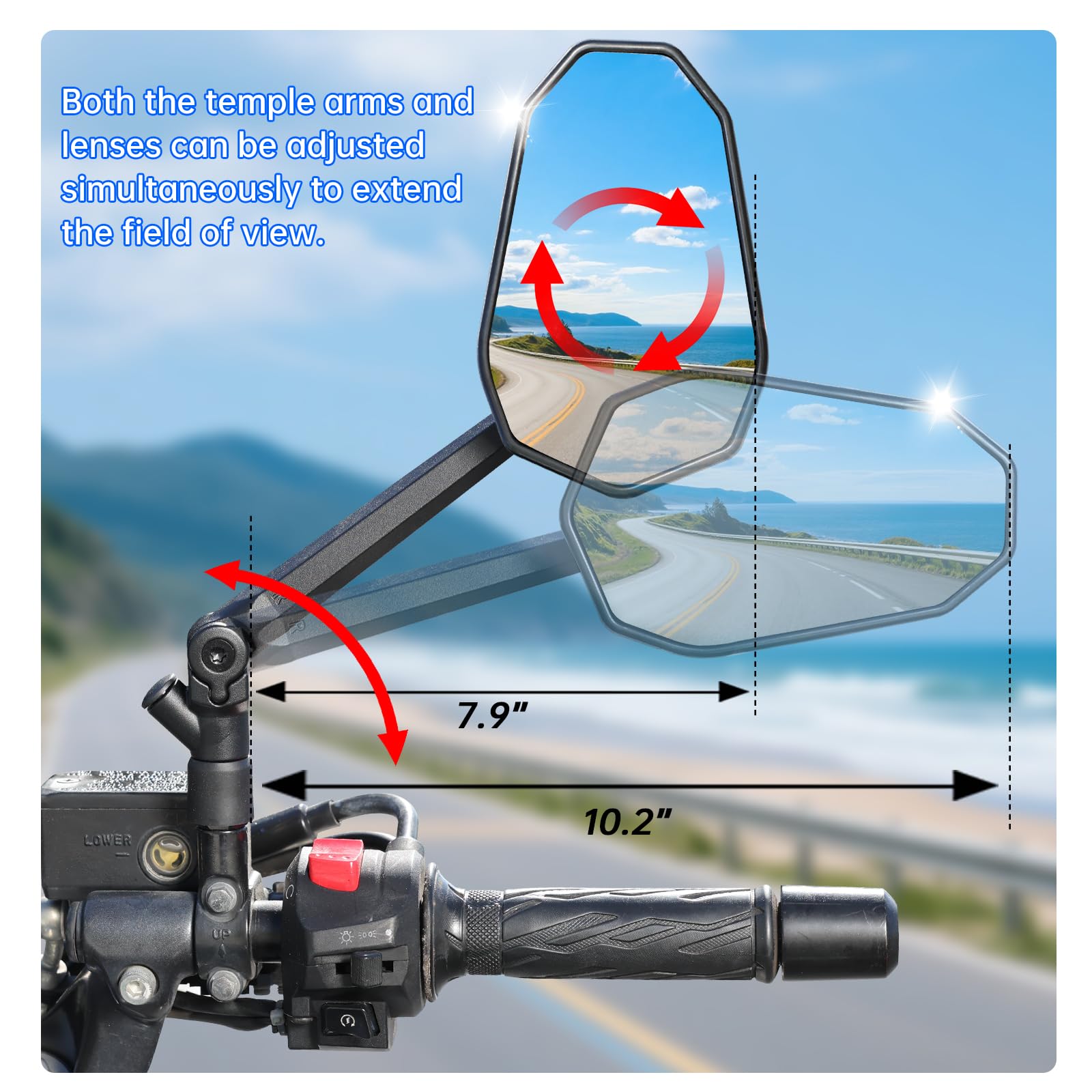 SHEJISI mirror mounted on sportbike offering stable rear vision