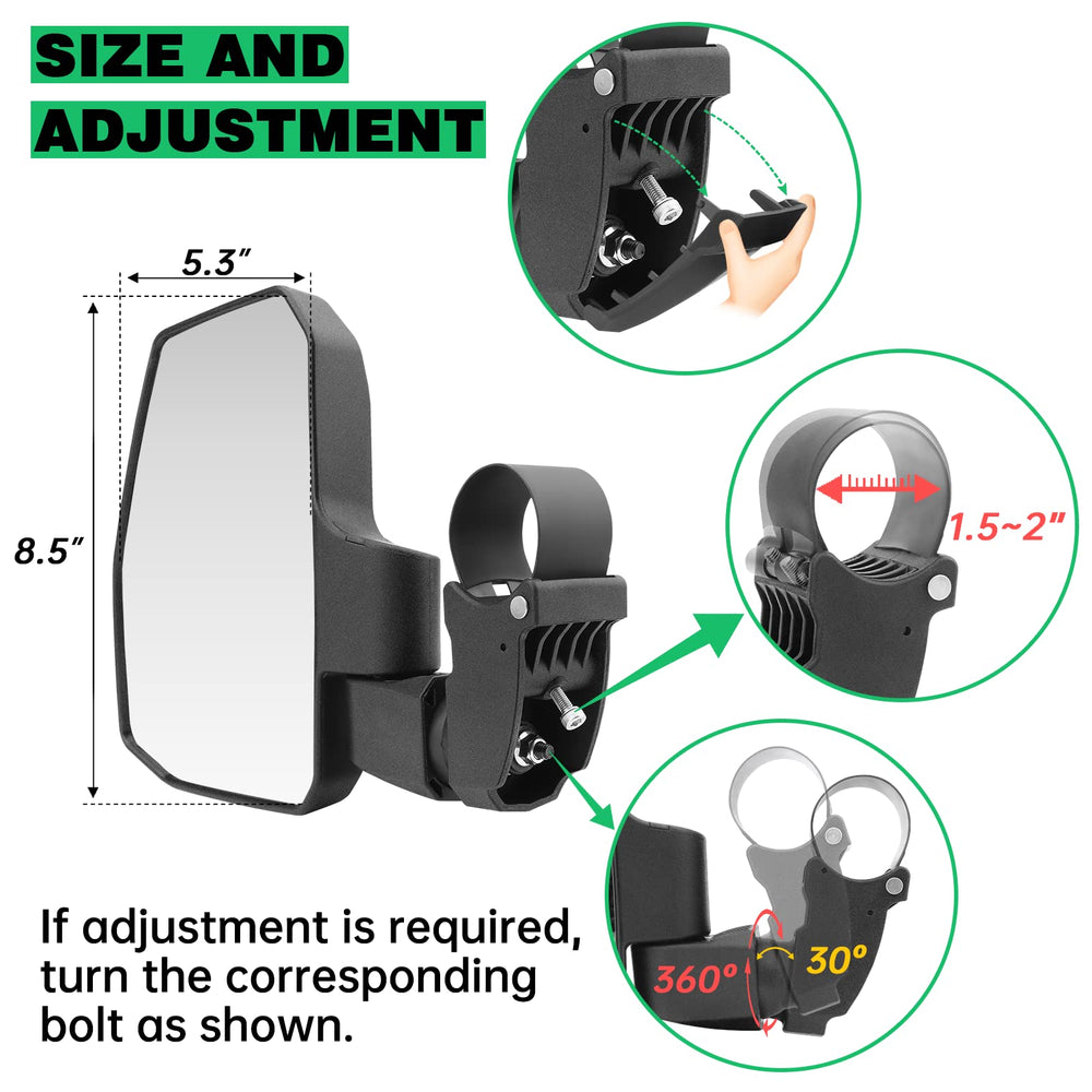 SHEJISI mirror on passenger side demonstrating unobstructed sightline