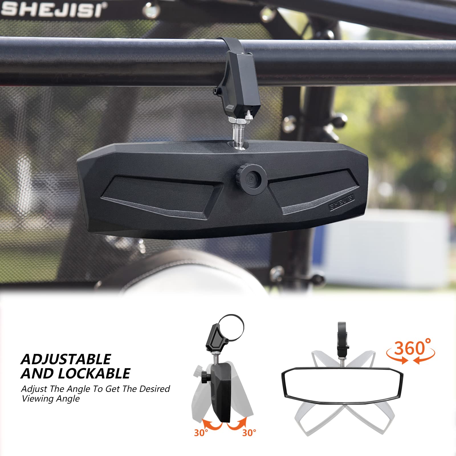 SHEJISI side mirror angled to show easy position adjustment benefit