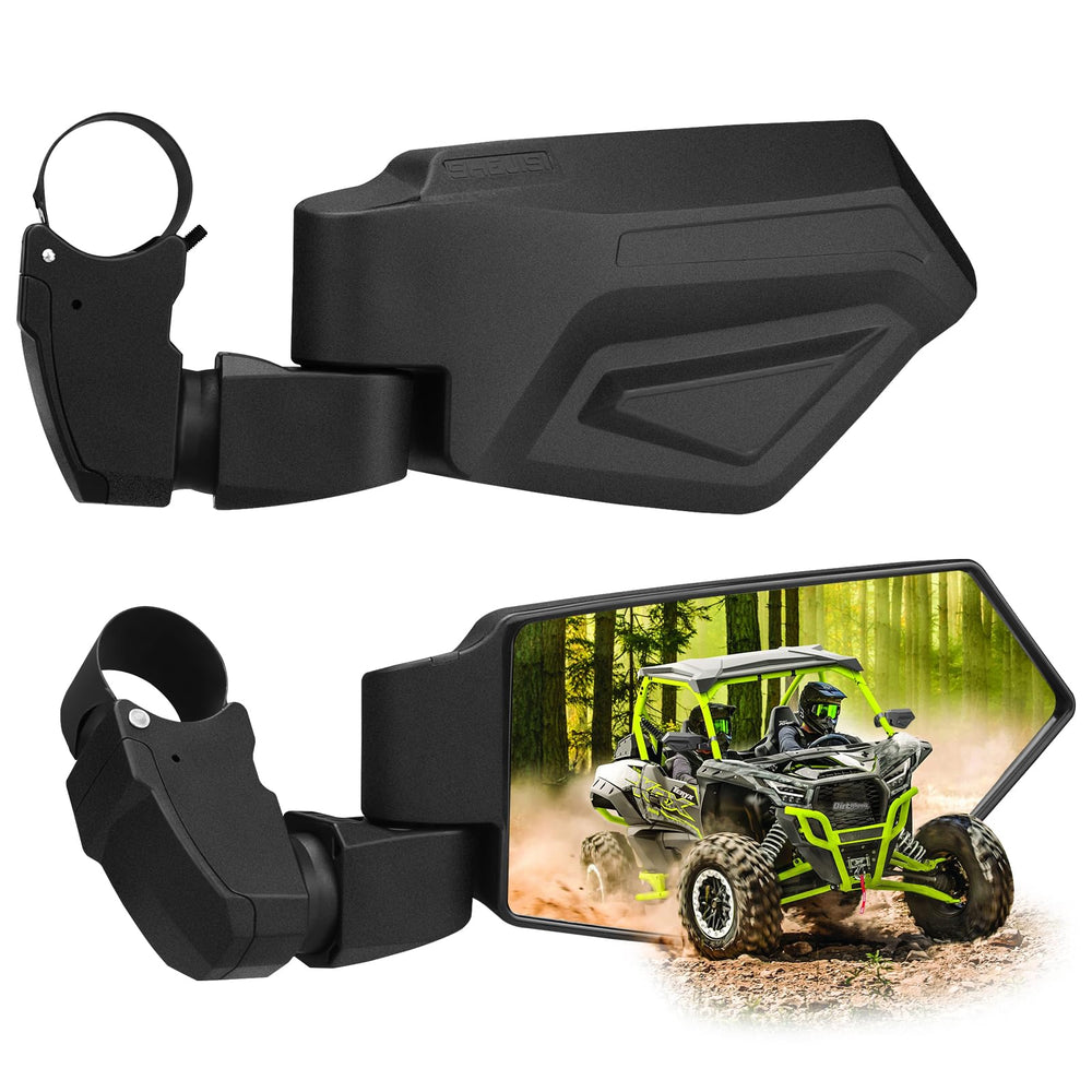 SHEJISI front view of UTV mirror showing wide field and rugged design