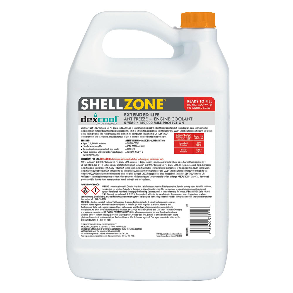 Shell Dex-Cool being poured into reservoir for quick, convenient top-up