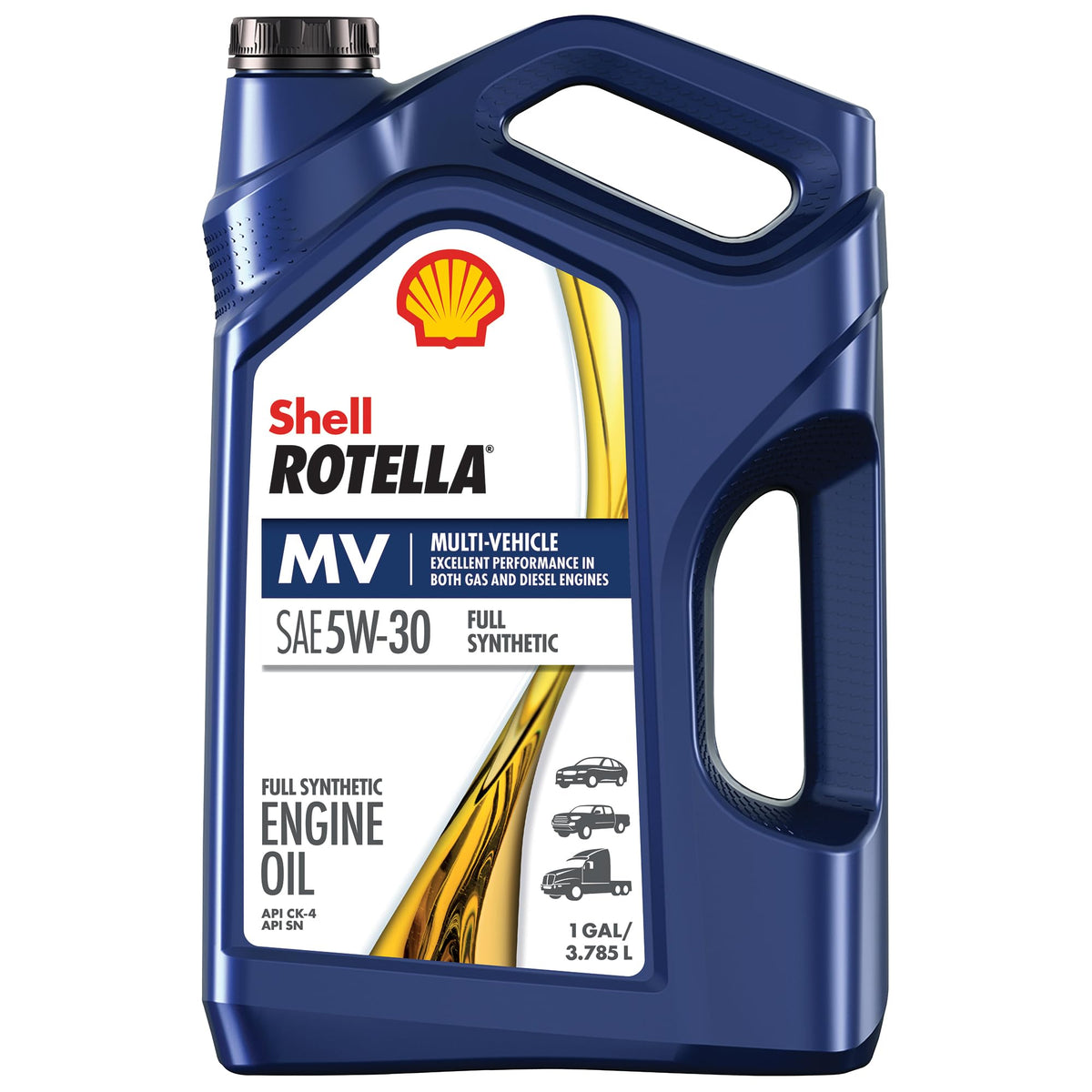 Shell Rotella T6 front bottle view showing clear product branding and benefits