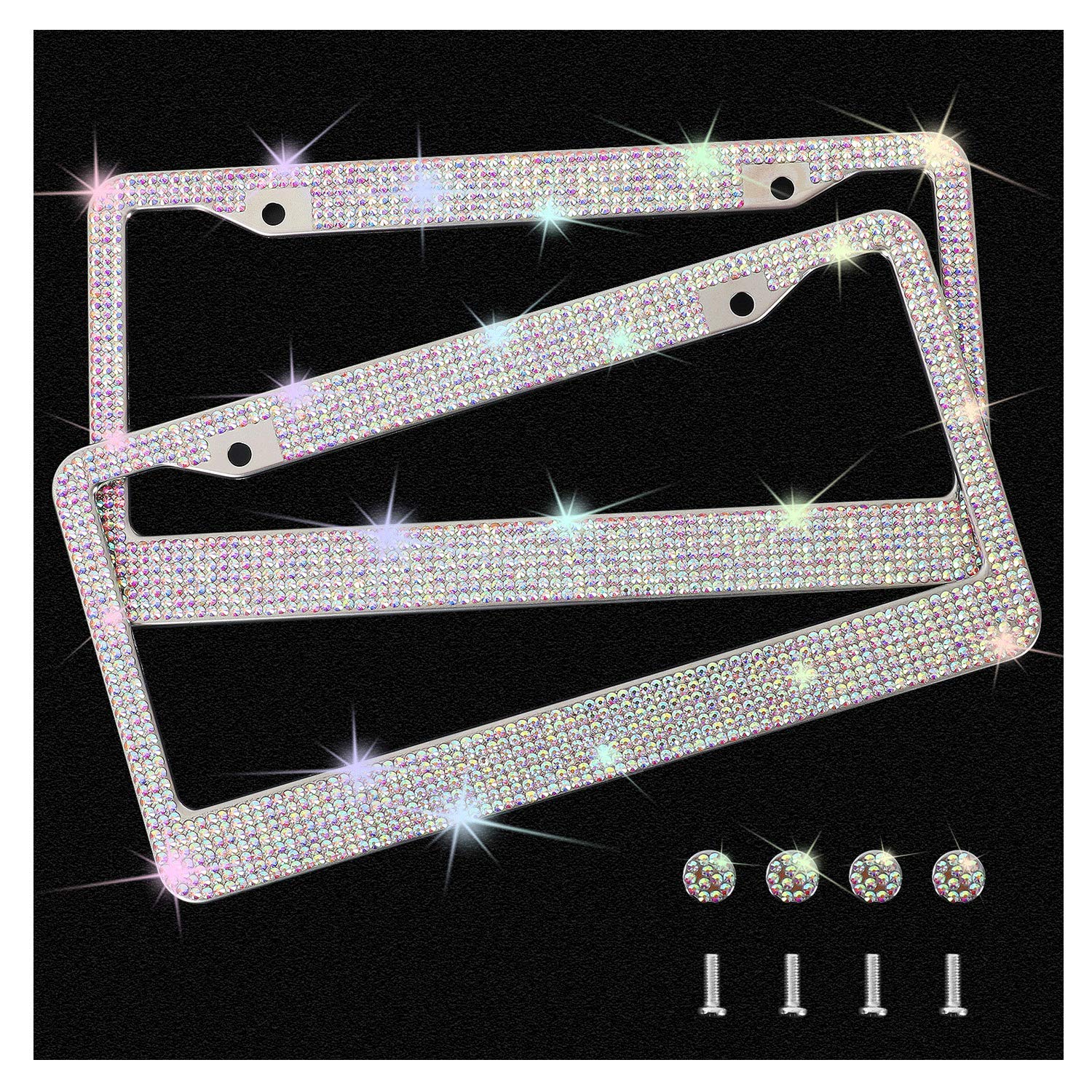 Shering installed rear license plate frame on car, adds visible sparkling accent