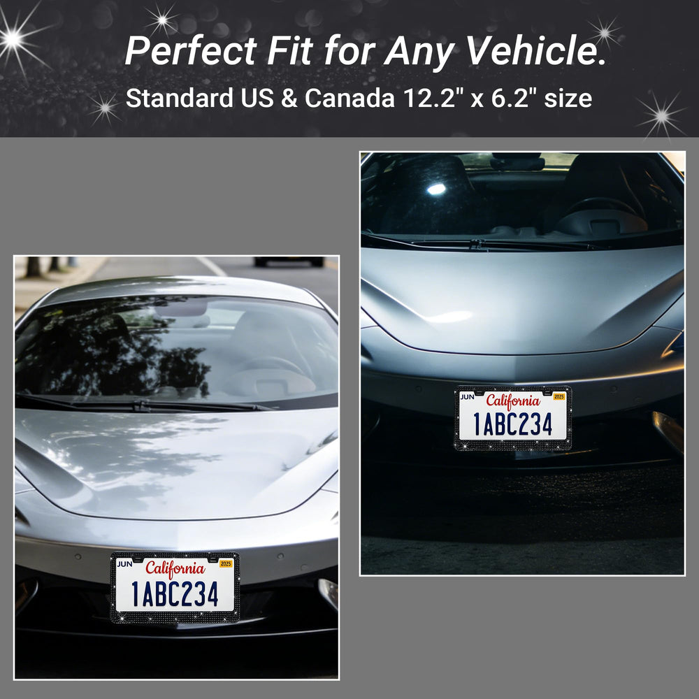 Shering frame installed on SUV rear plate adding feminine flair