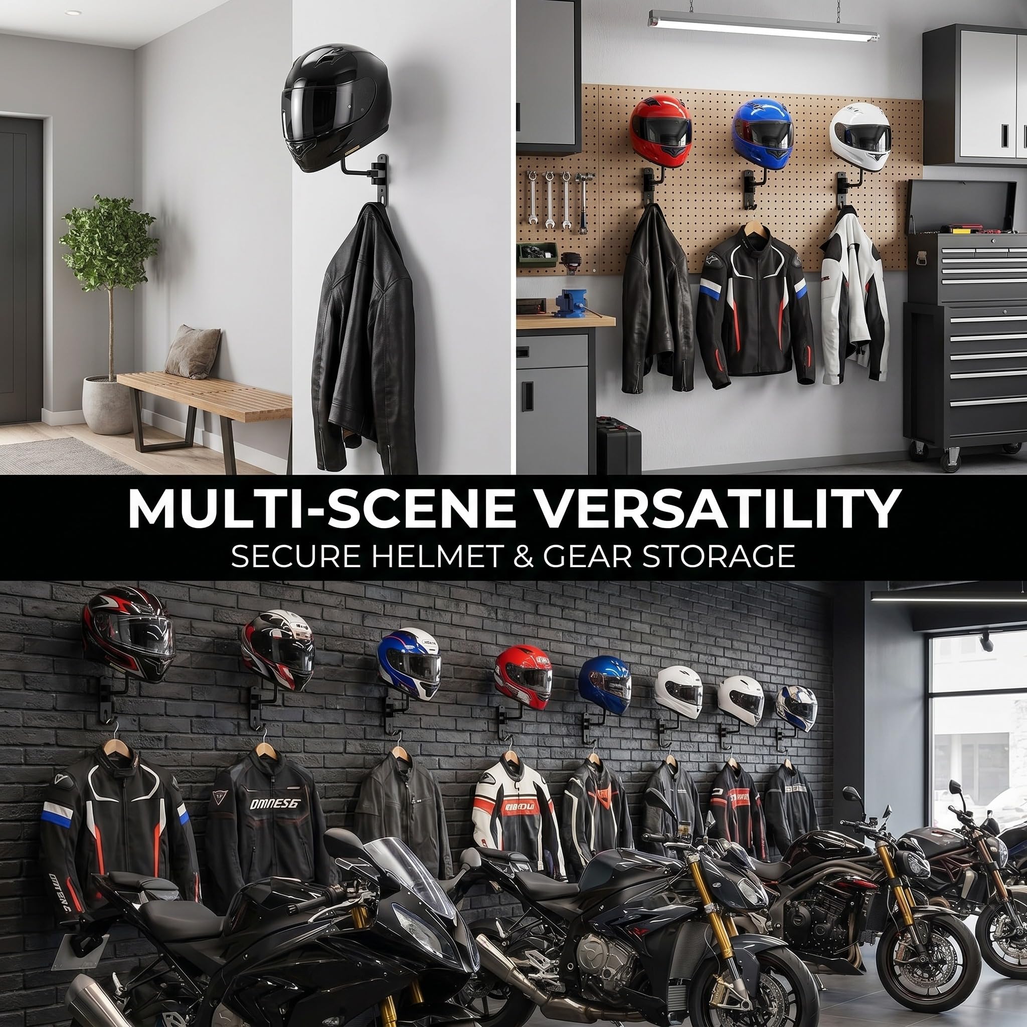 Shimeyao rack with helmet for scale, shows secure fit and capacity
