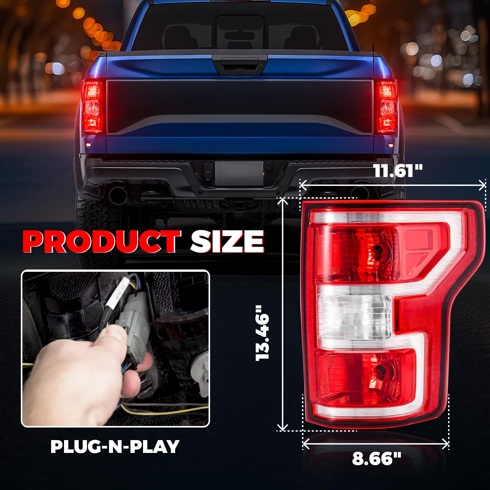 SHINEHOME tail light at night showing bright brake and running light visibility