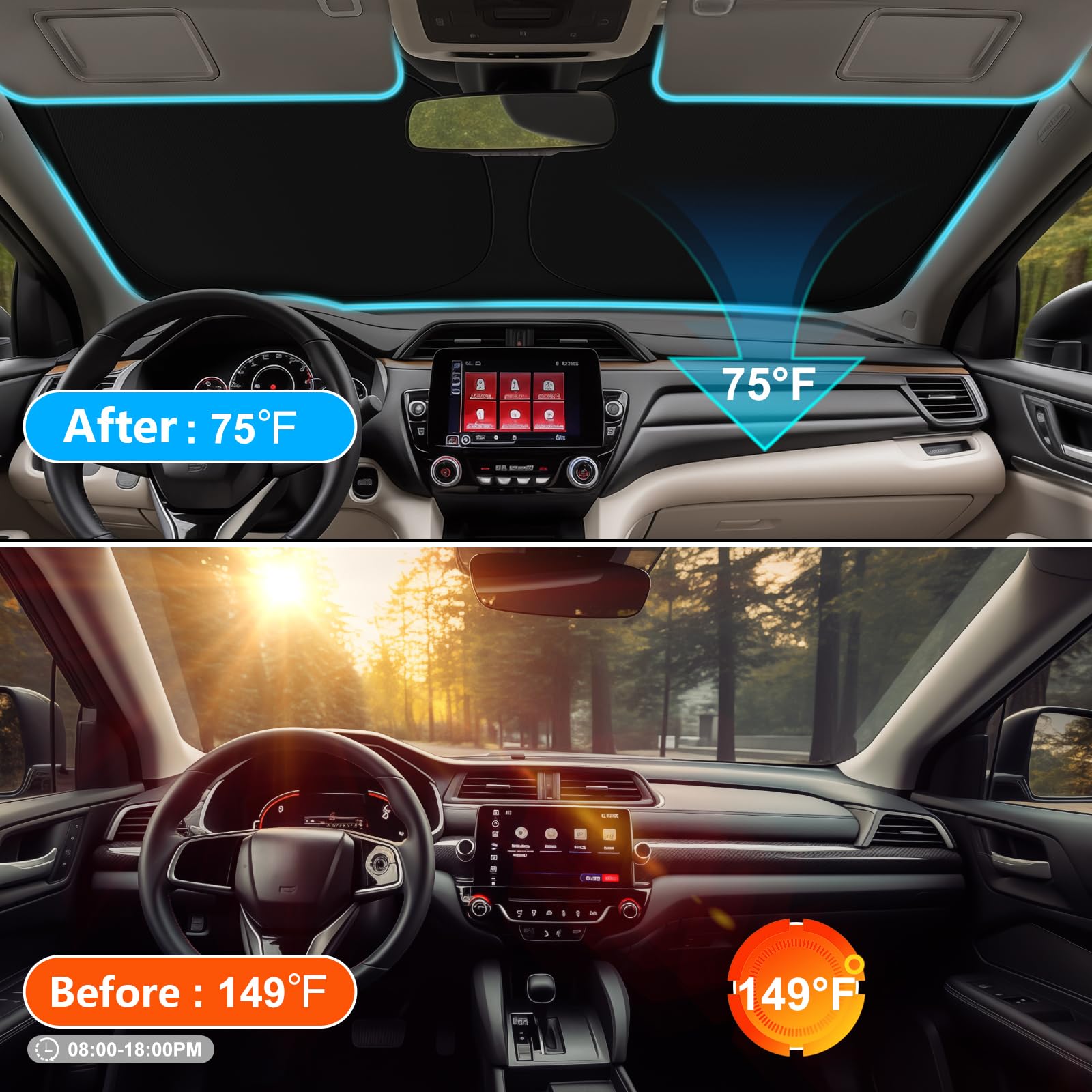 SHINEHOME black inner layer detail protecting interior surfaces from heat and fade