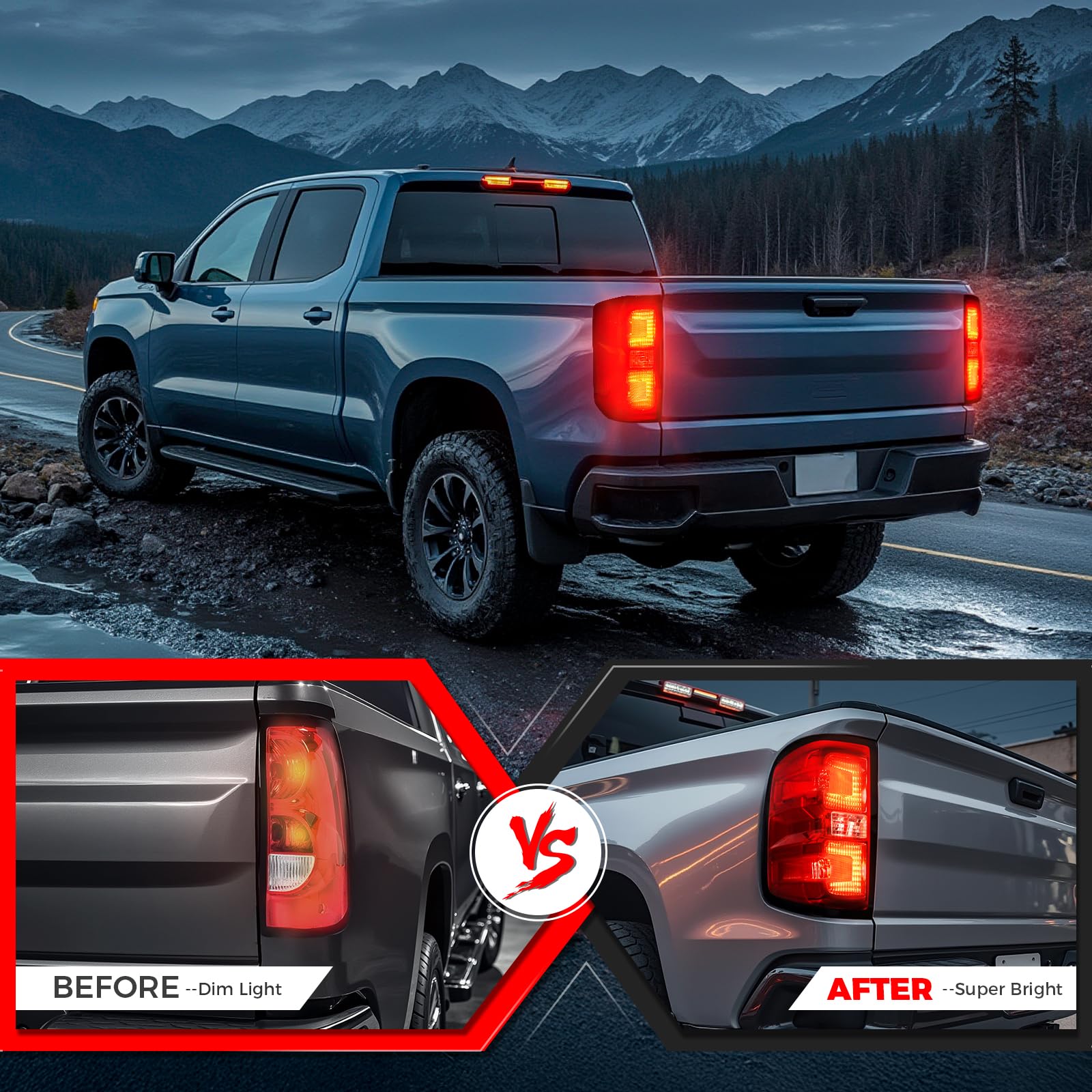 SHINEHOME passenger-side tail light lit at night for clearer signaling