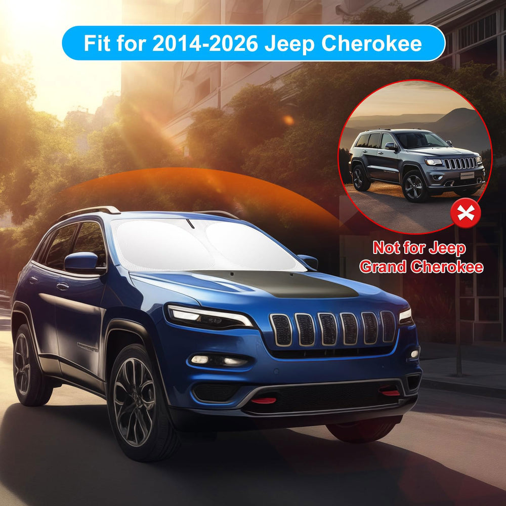 SHINEHOME on parked Jeep Cherokee reducing sun exposure outdoors