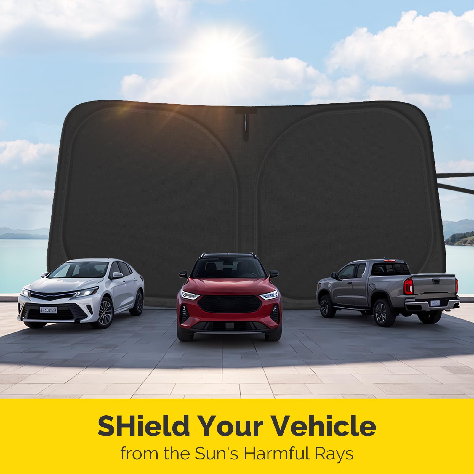 SHINEHOME lifestyle shot of parked Palisade illustrating outdoor sun protection