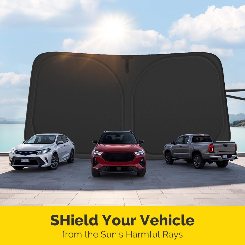 SHINEHOME lifestyle view of SUV parked with shade protecting interior from sun