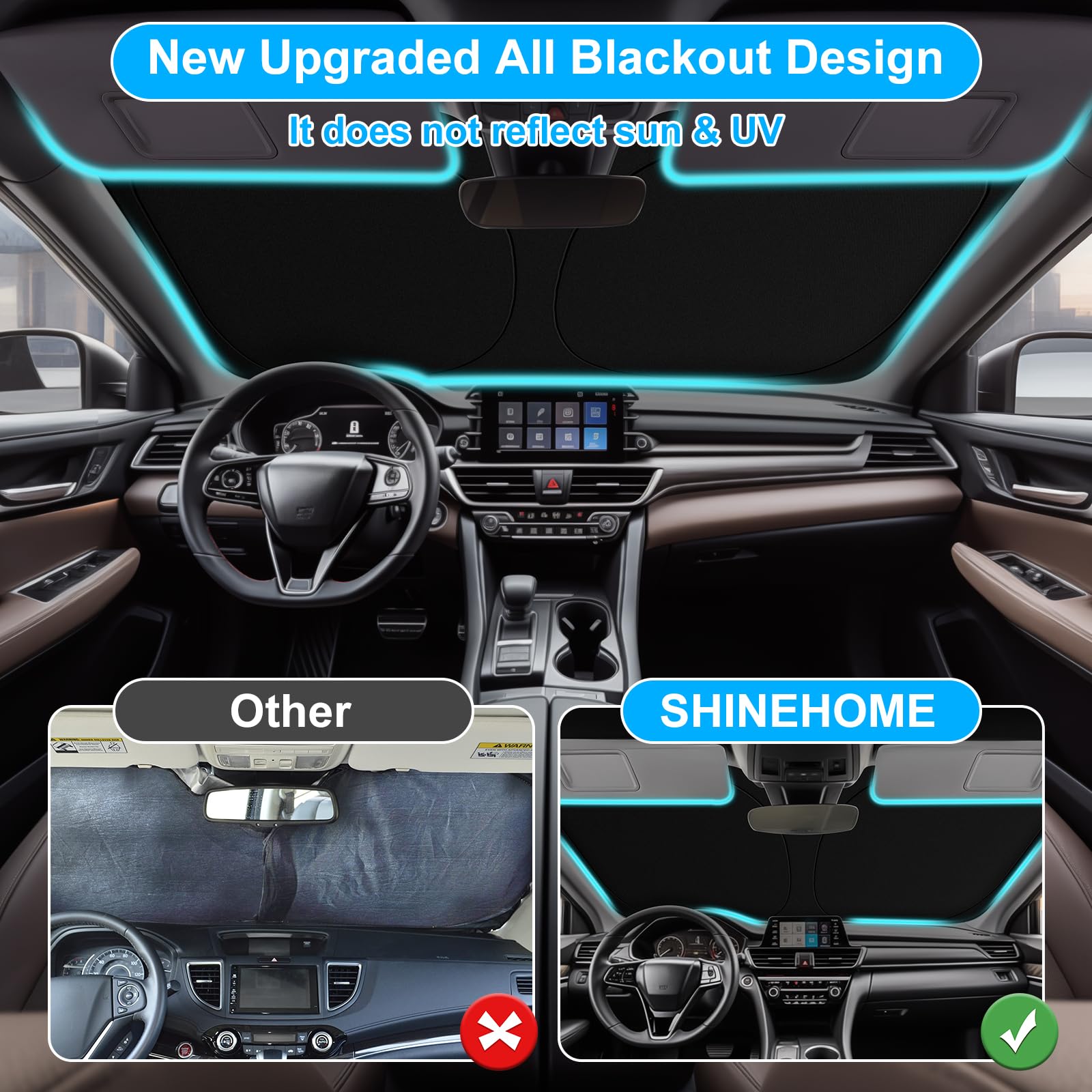 SHINEHOME lifestyle shot of parked Accord with shade reducing interior heat