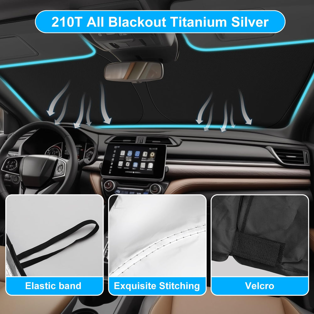 SHINEHOME beside steering wheel showing scale and tailored fit for CR-V windshields