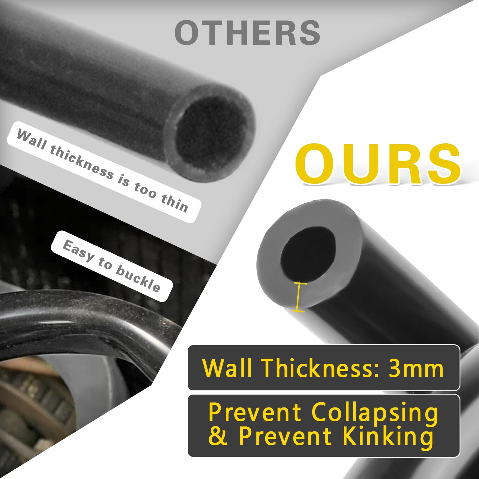 Shineyoo hoses bent to demonstrate flexibility and kink resistance in tight spaces