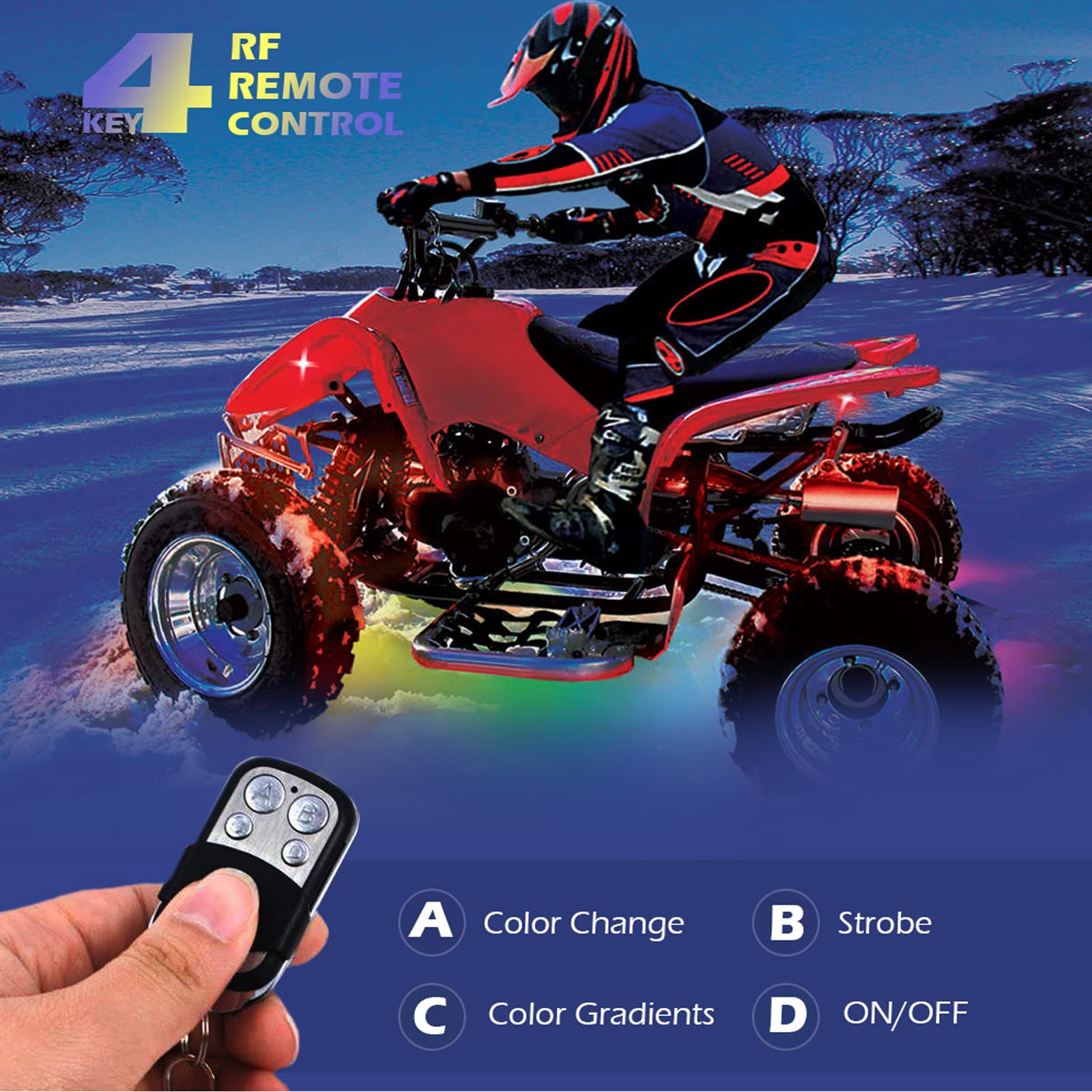 SHINIGHT mounted underglow on motorcycle frame, adding visibility and sporty accent lighting