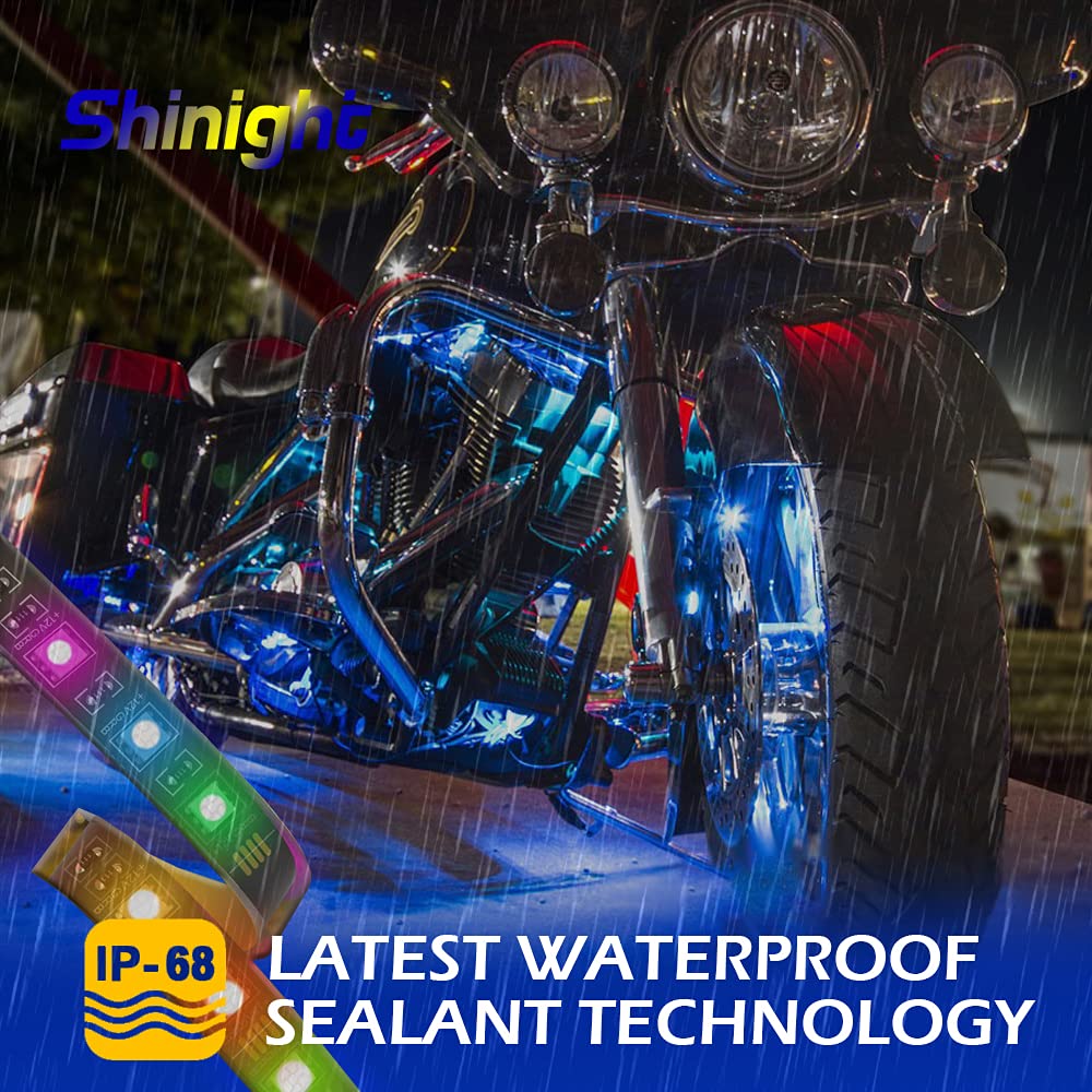 SHINIGHT lights in music mode on night ride illustrating synchronized color effects