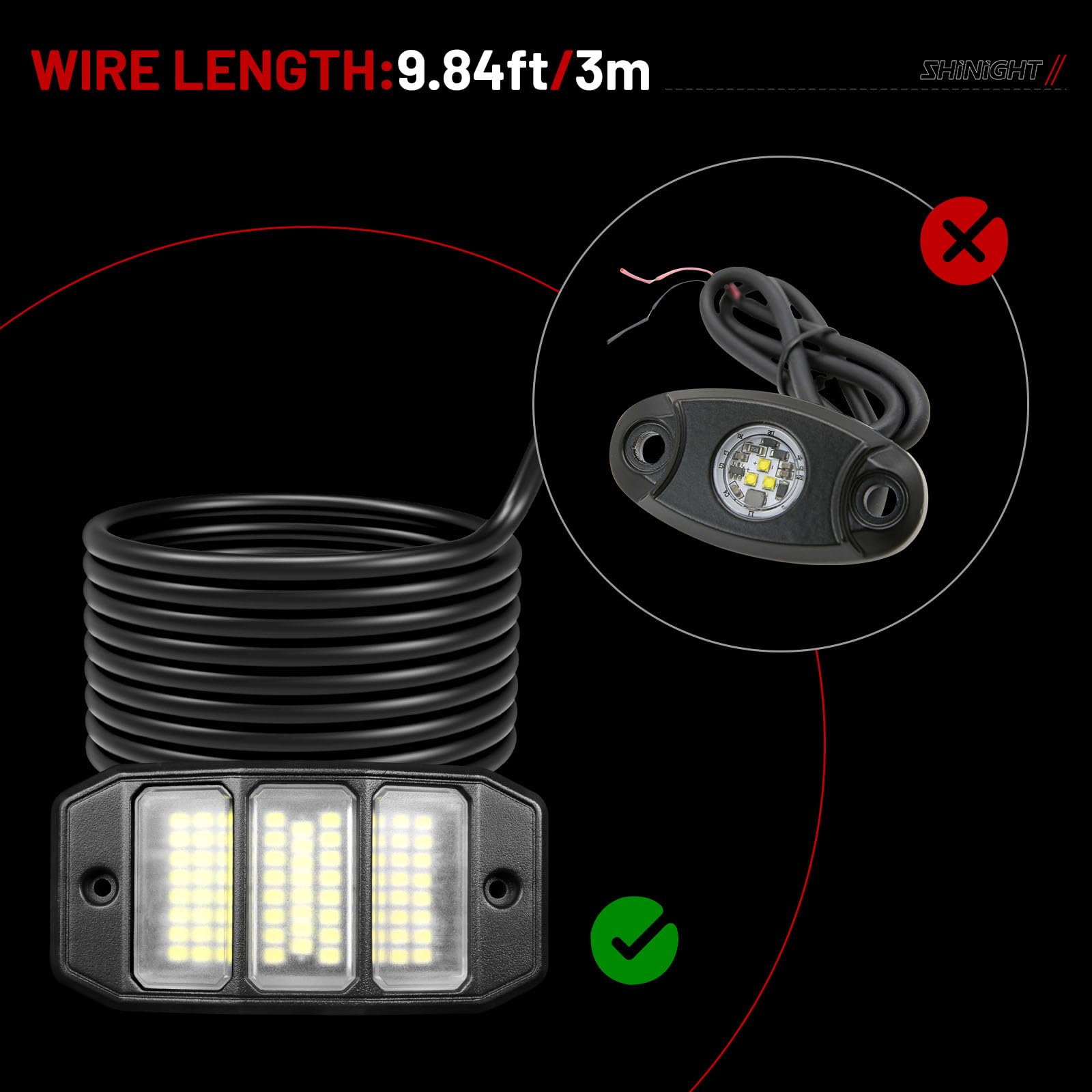 SHINIGHT wiring and accessories laid out showing easy installation benefit