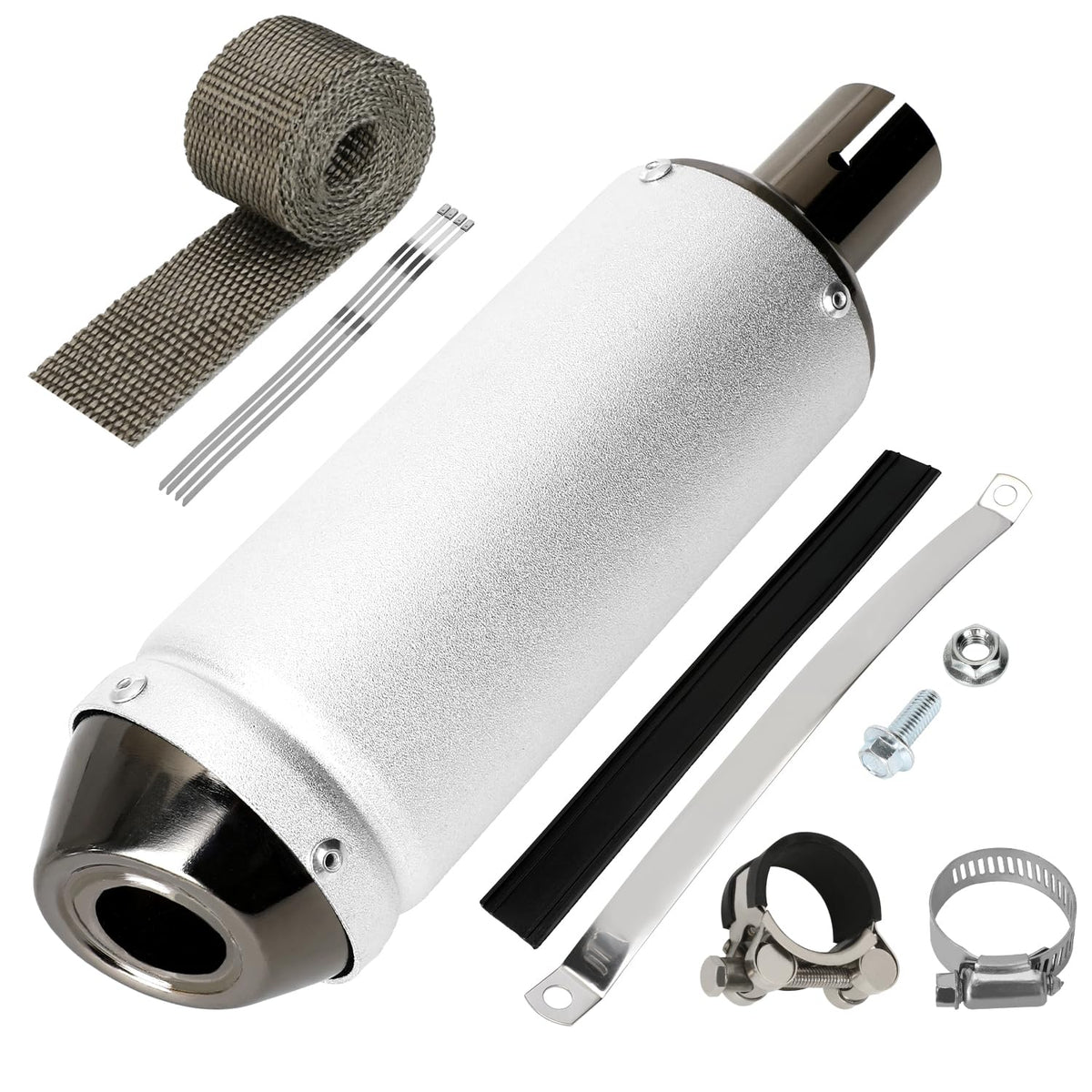 SHIQINHA muffler front view showing compact design and fit benefit