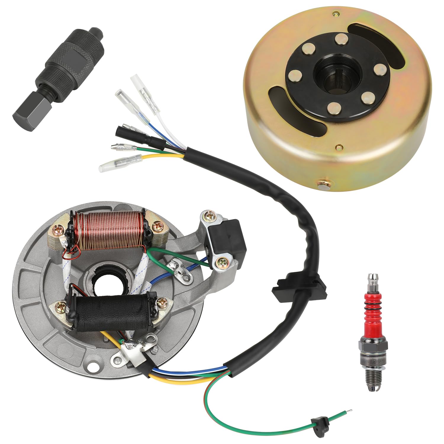 SHIQINHA front view of stator assembly showing mounting points, quick replacement benefit