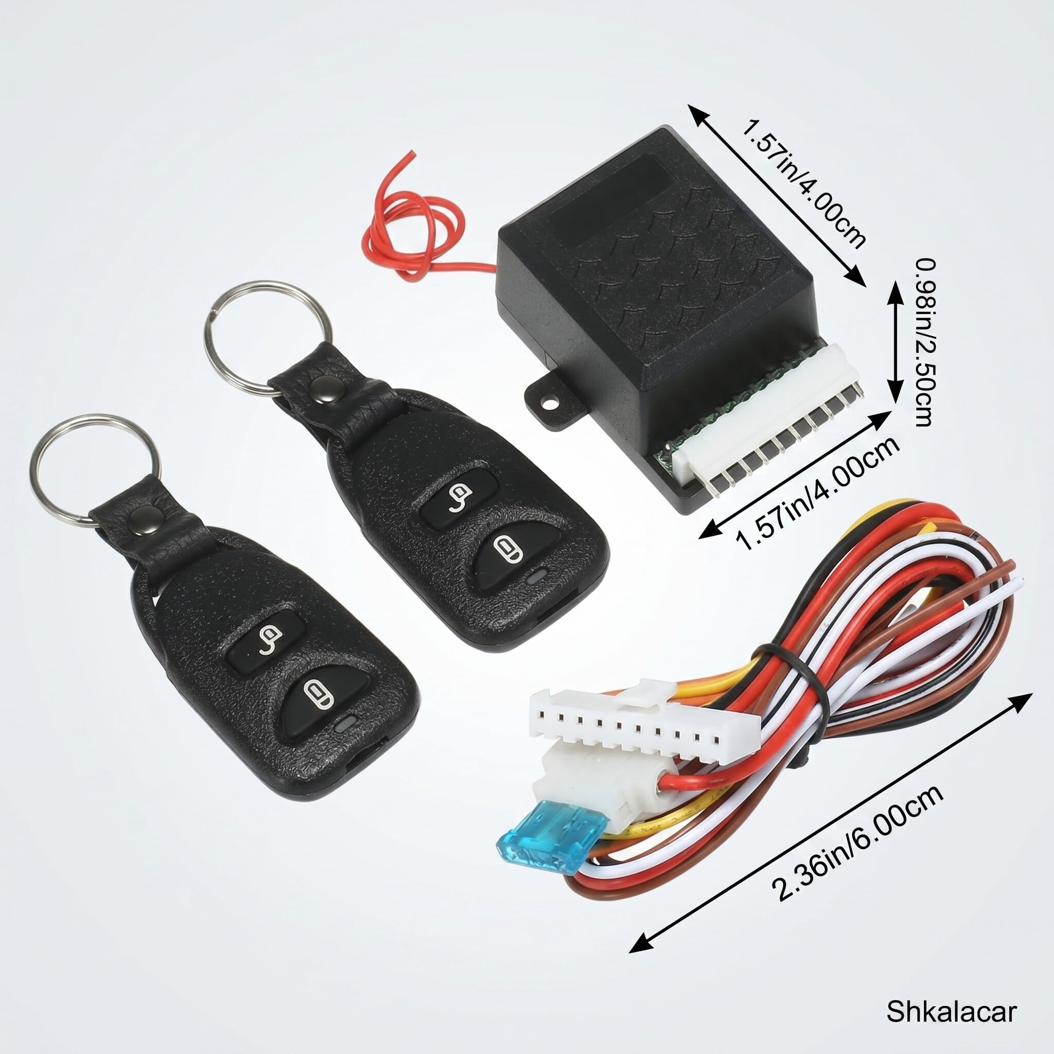 Shkalacar remote in hand to show size and comfortable one-handed operation