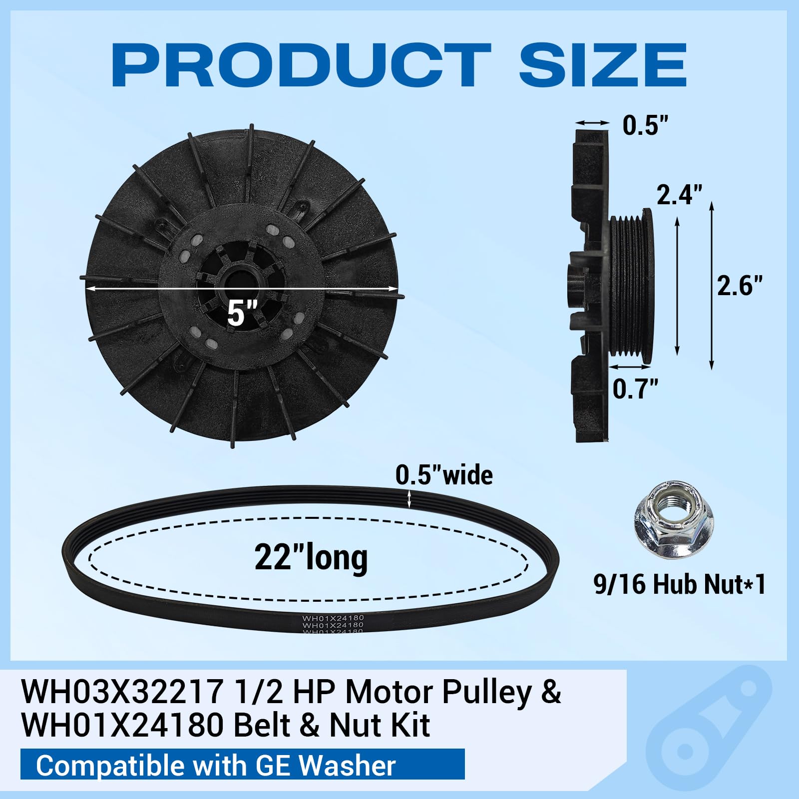 showingo pulley close-up molded detail showing durable plastic construction and wear resistance