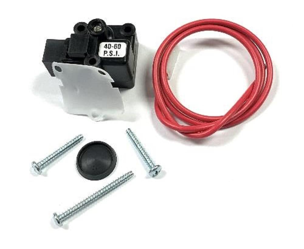 SHURFLO pressure switch close-up showing adjuster for reliable 40–60 PSI control