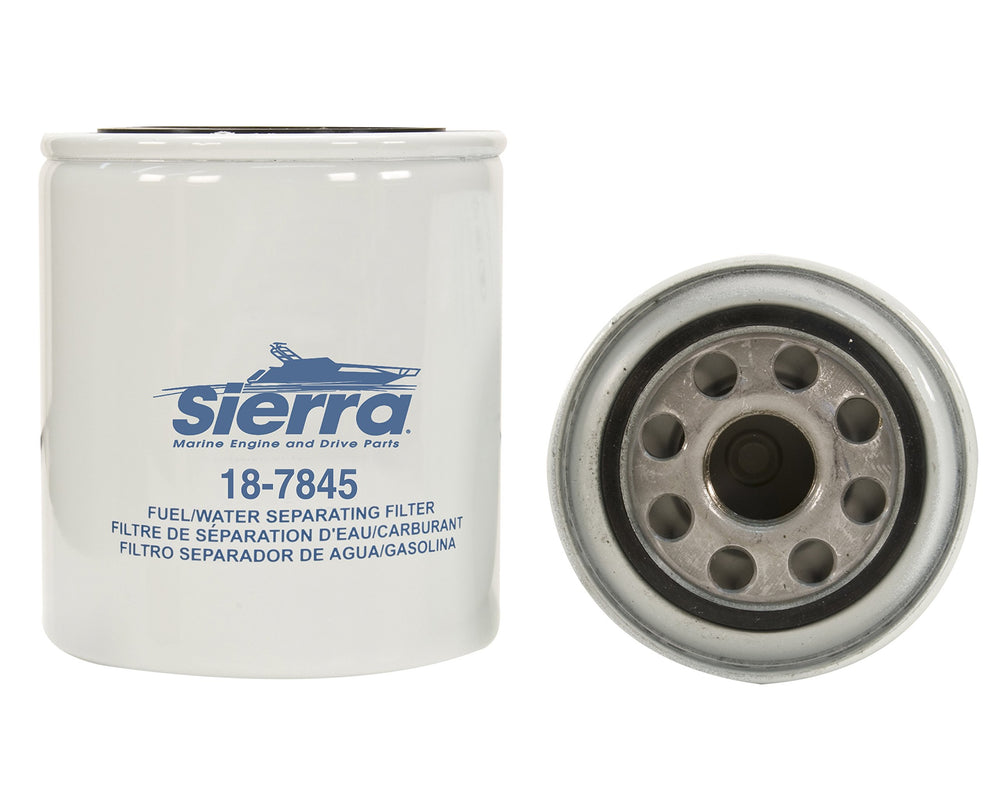 Sierra 18-7845 installed on outboard engine showing correct fit and consistent fuel flow