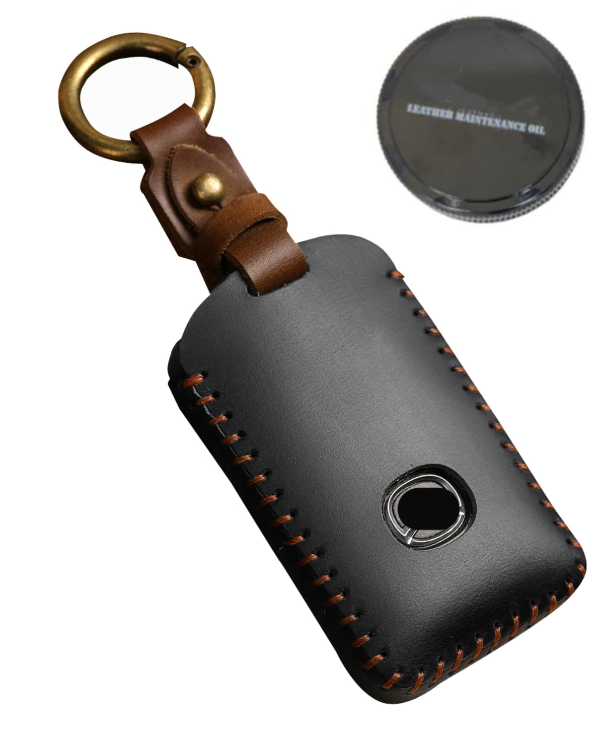 SIEVEN front view of key fob case showing button access and quick use benefit