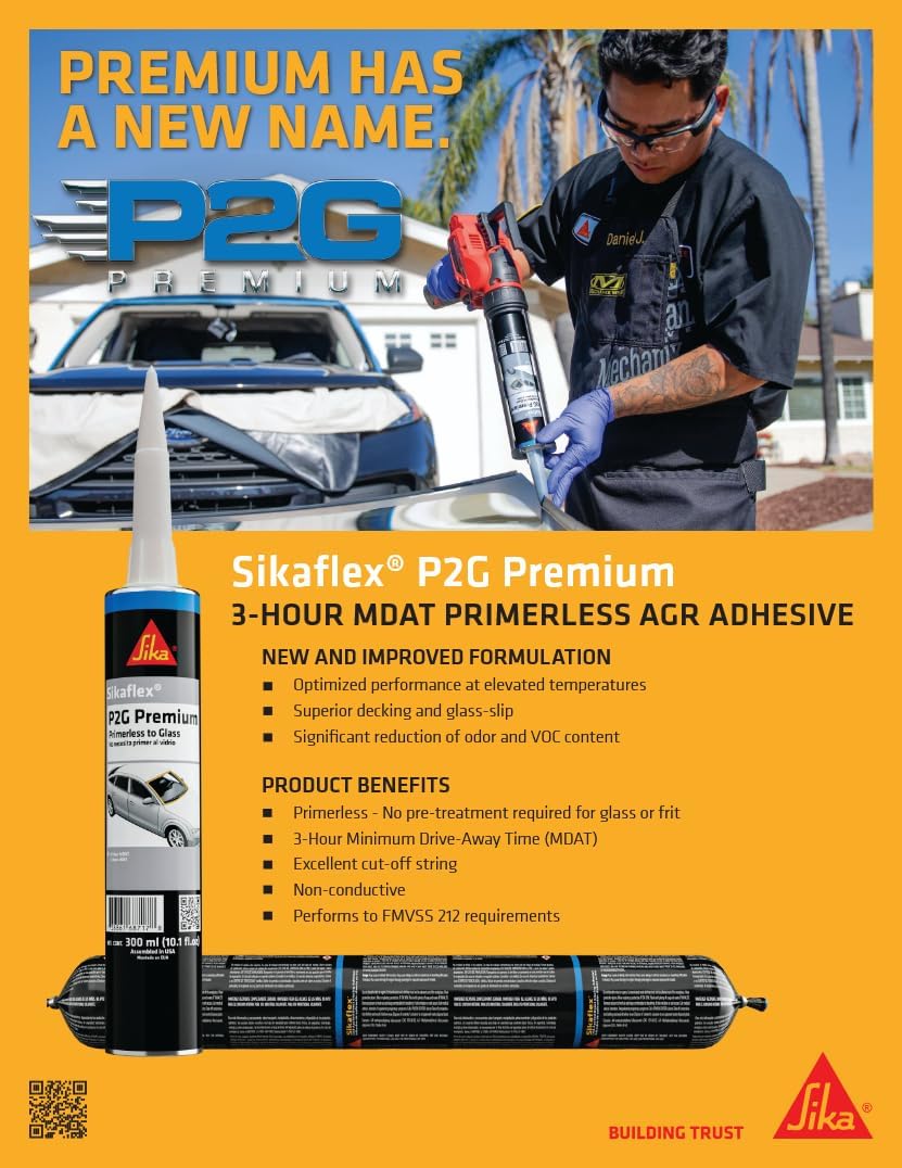 Sika Sikaflex P2G 600ml unipack beside 300ml cartridge for scale and selection benefit