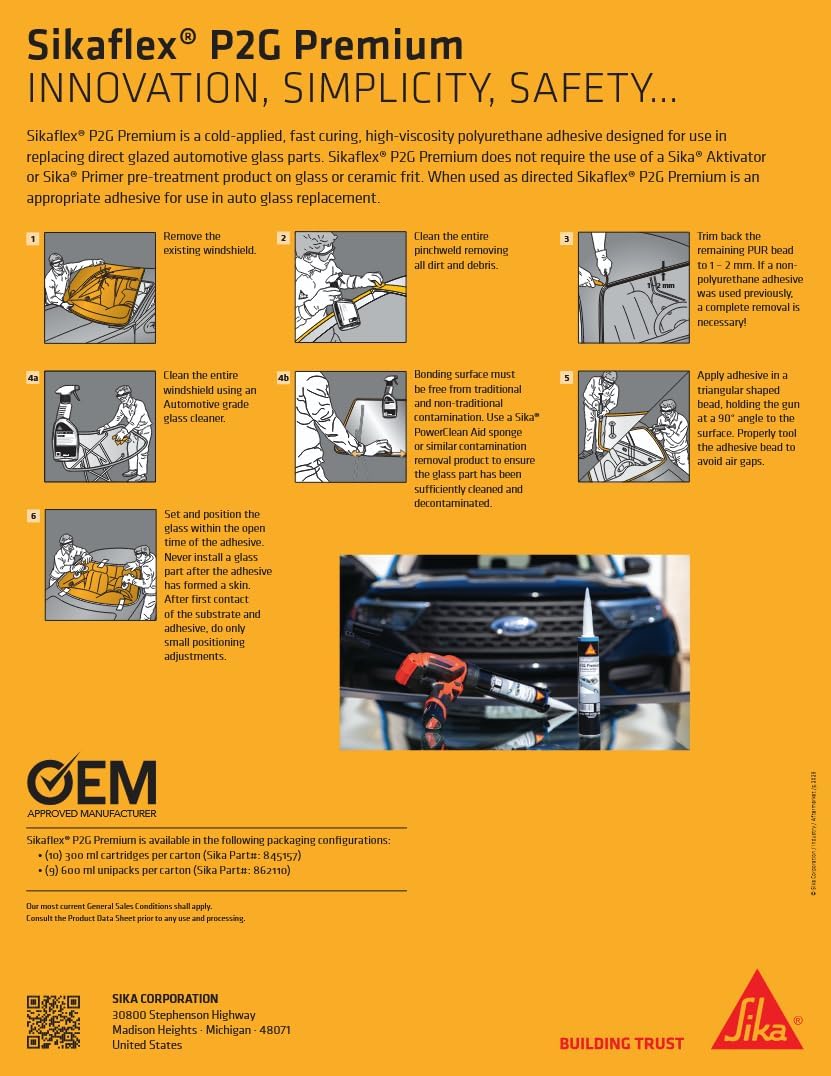 Cured Sika Sikaflex P2G seam close-up demonstrating strong, non-conductive bond