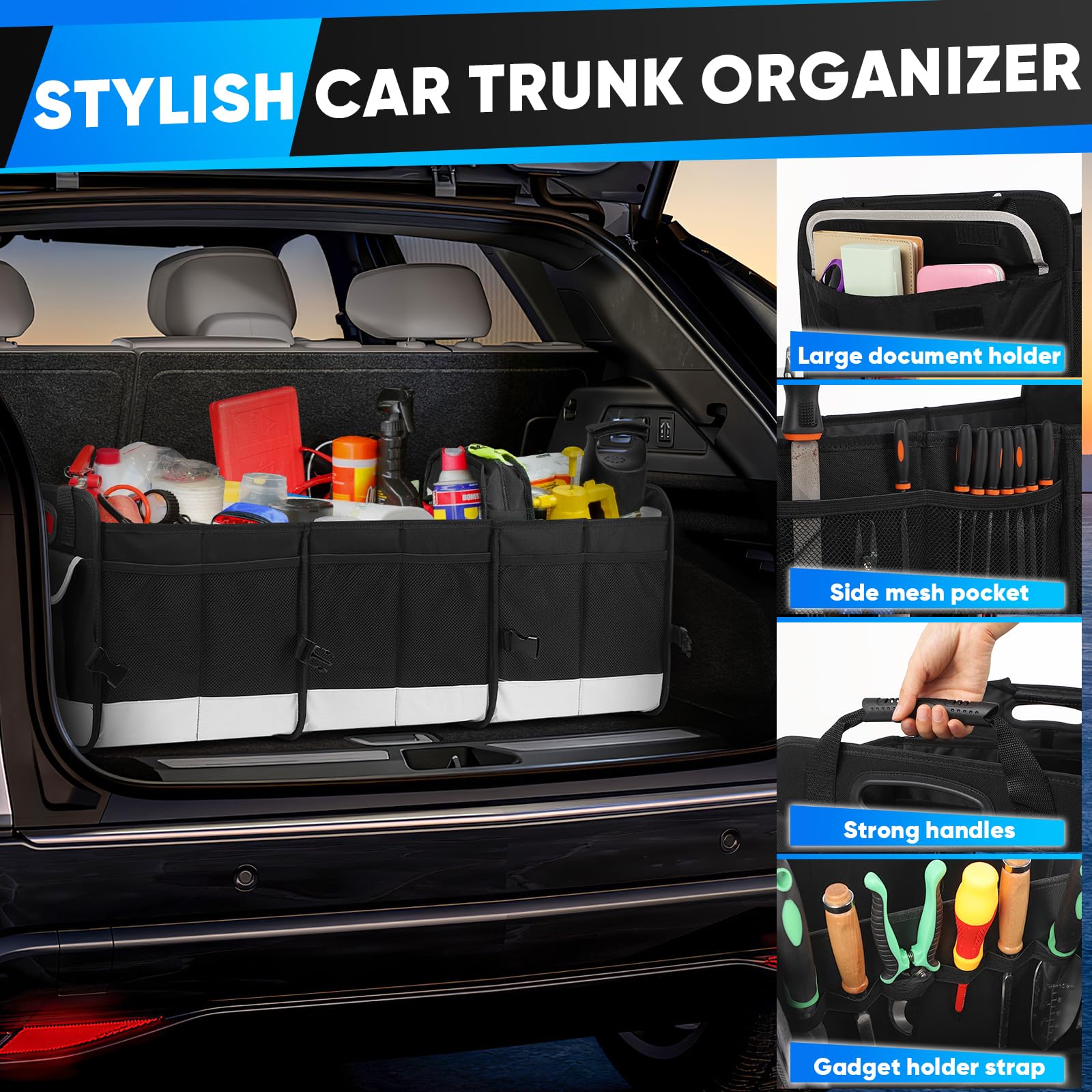 Simniam trunk installed in SUV with gear secured for safer transport benefit
