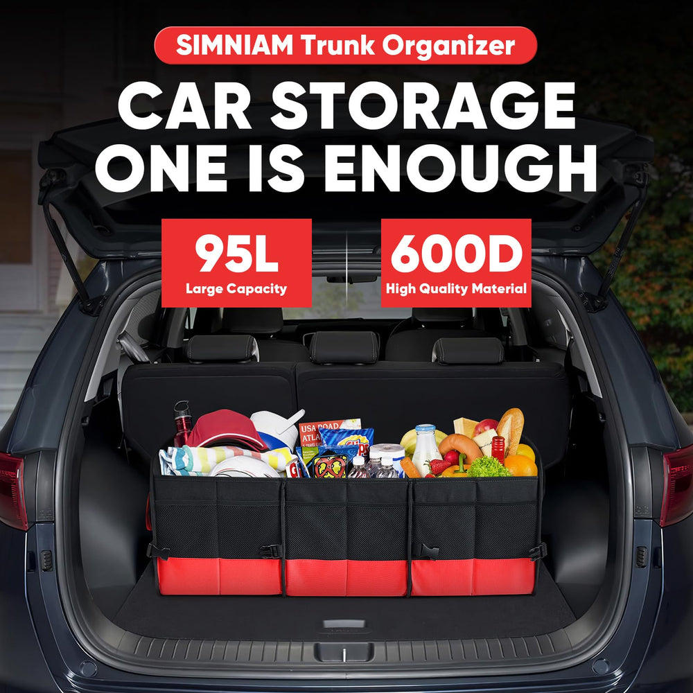 Simniam top view open four compartments organizing groceries and gear efficiently
