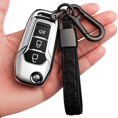 Sindeda front view of silver key fob cover showing design and protective fit
