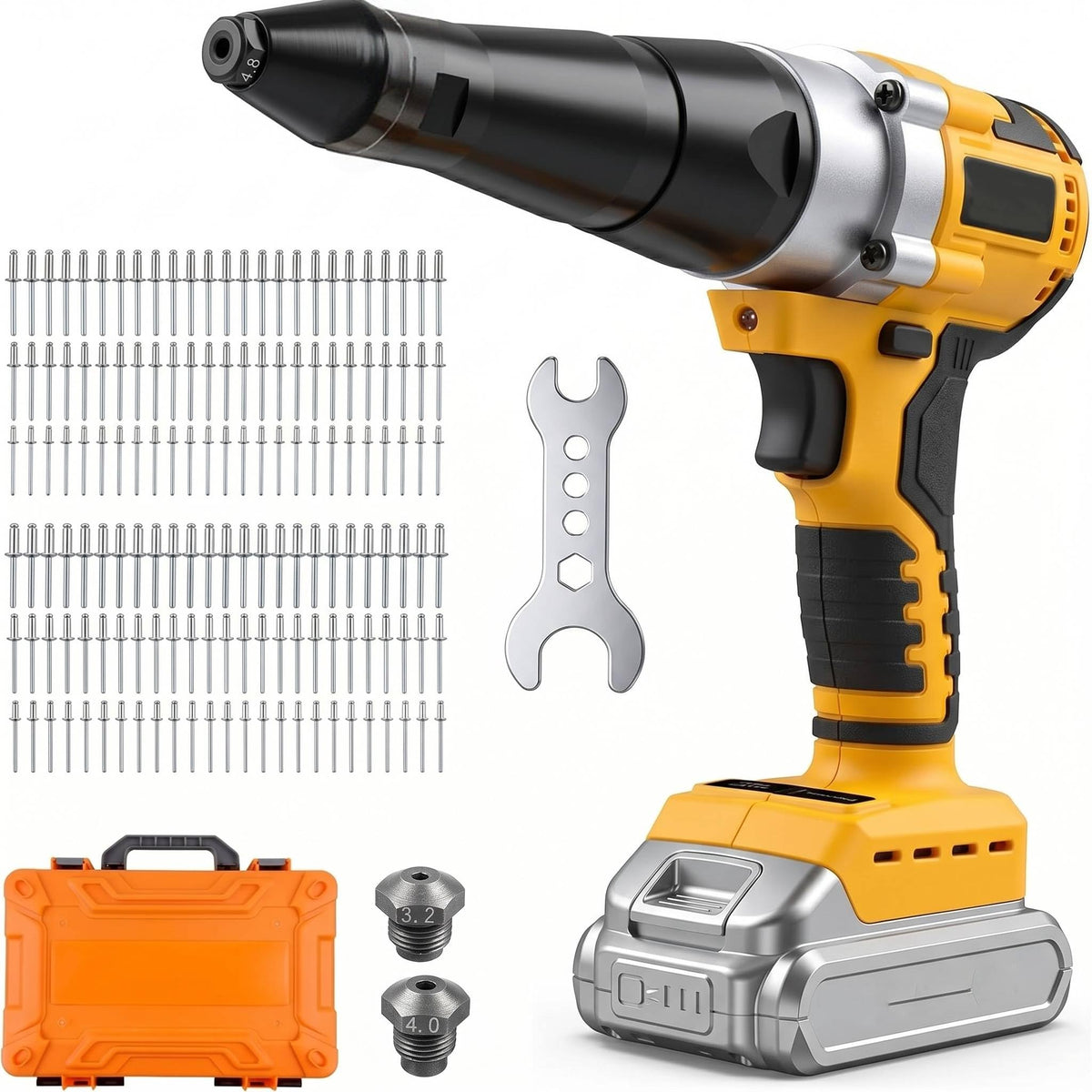 SINGTIP rivet gun front view showing compact design and high pull force benefit