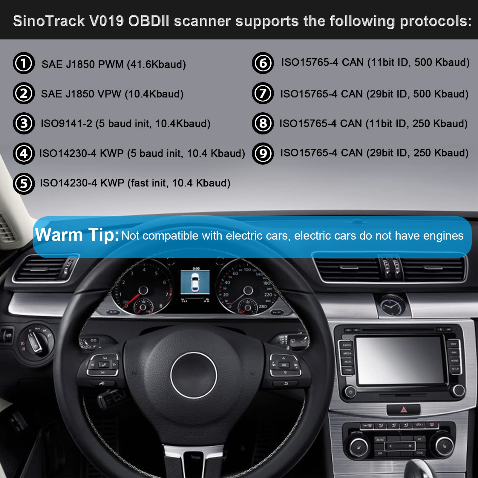 SinoTrack V019 close-up of chipset and casing emphasizing faster diagnostic reads