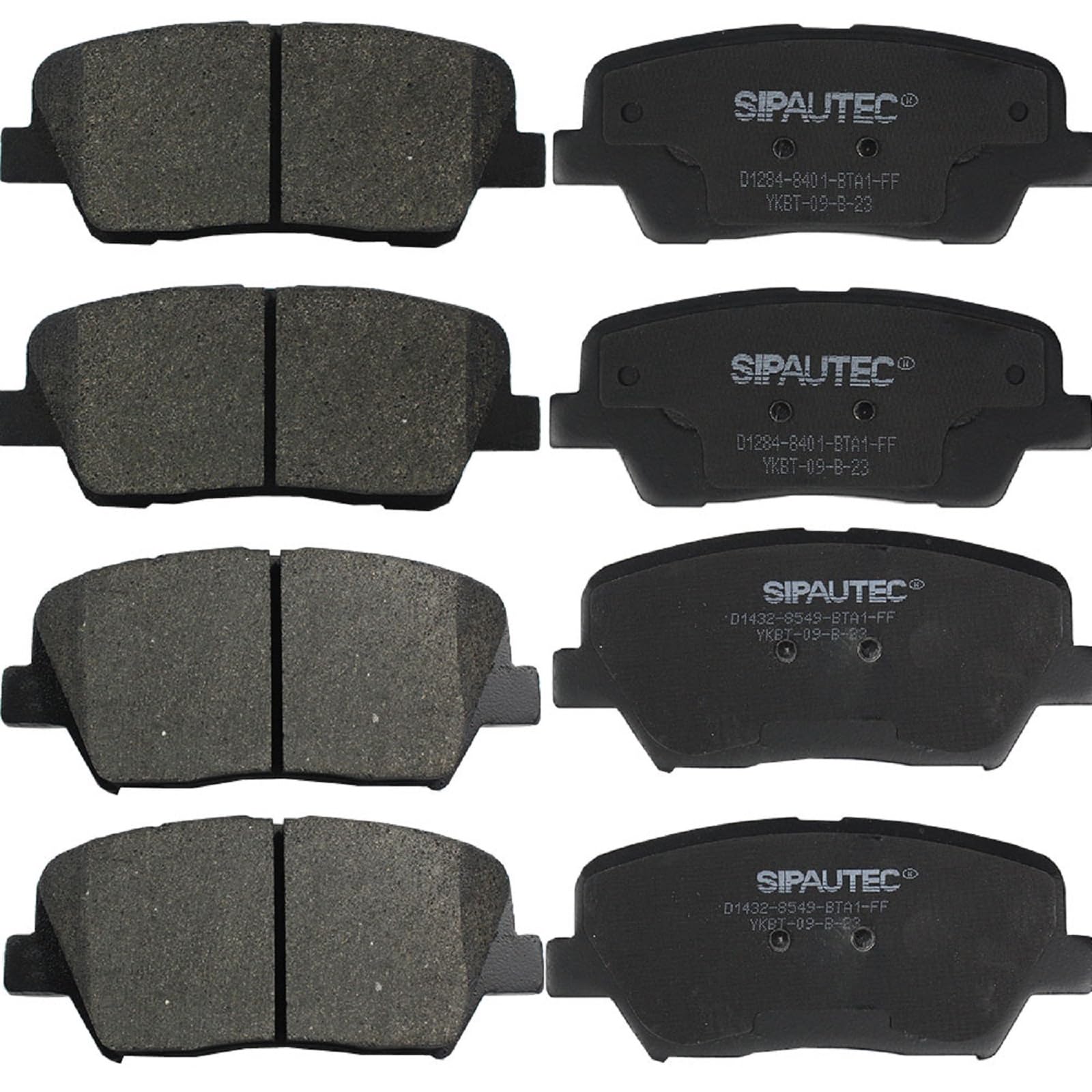 SIPAUTEC full front and rear brake pad kit showing contents and lubricant benefit