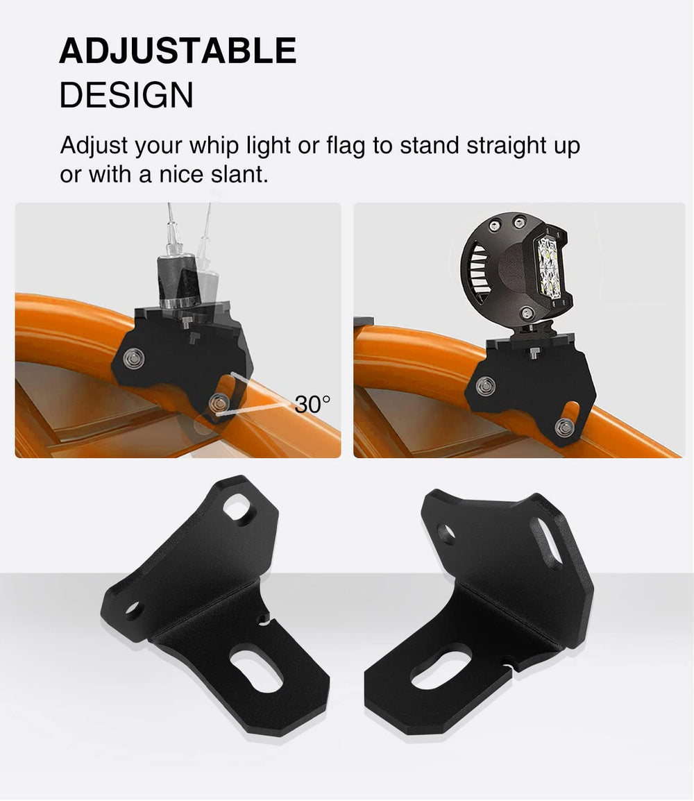sixcow showing angle adjustment set at 30 degrees for optimized whip position