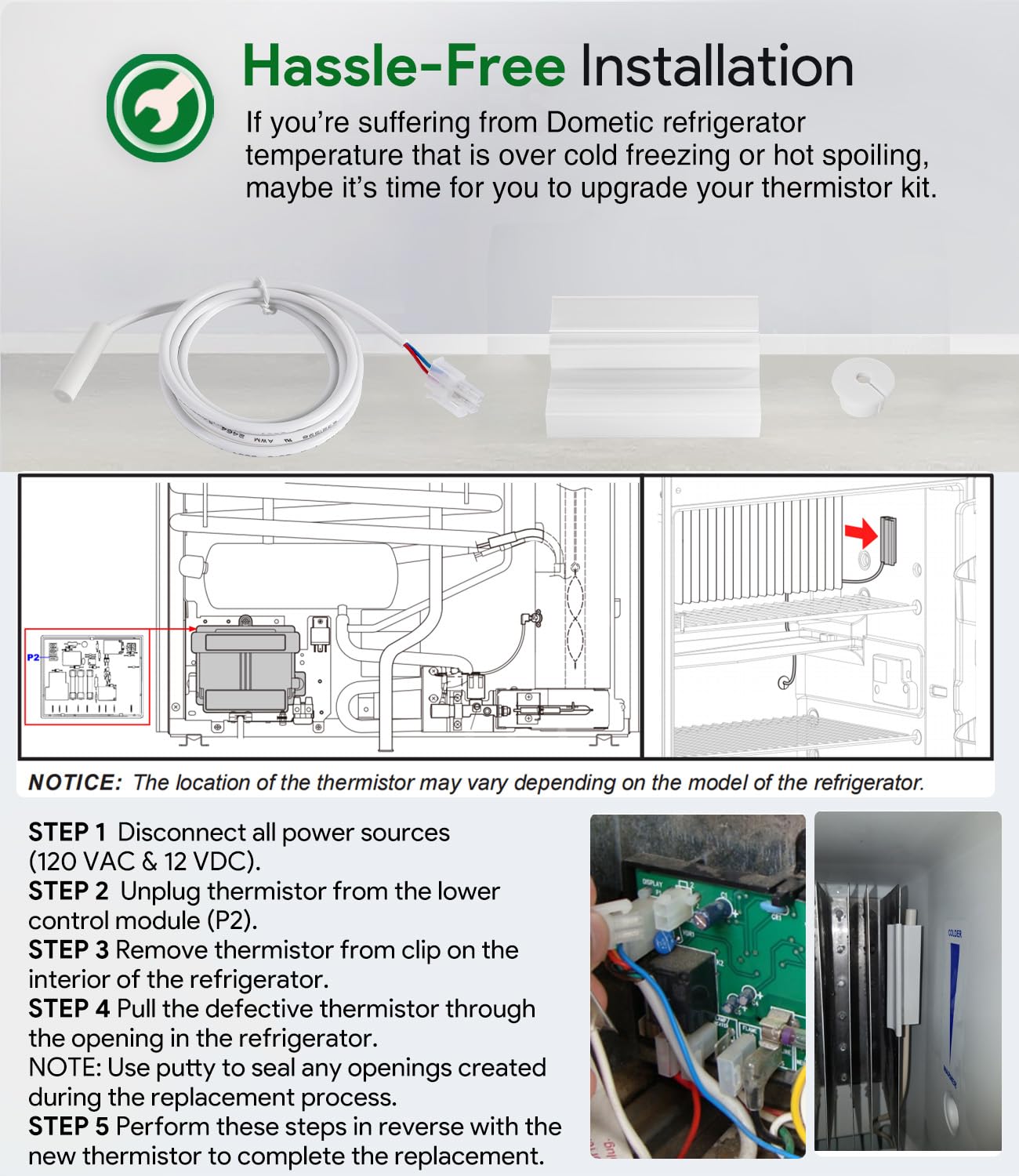 sixcow installed in fridge probe location showing improved temperature sensing benefit