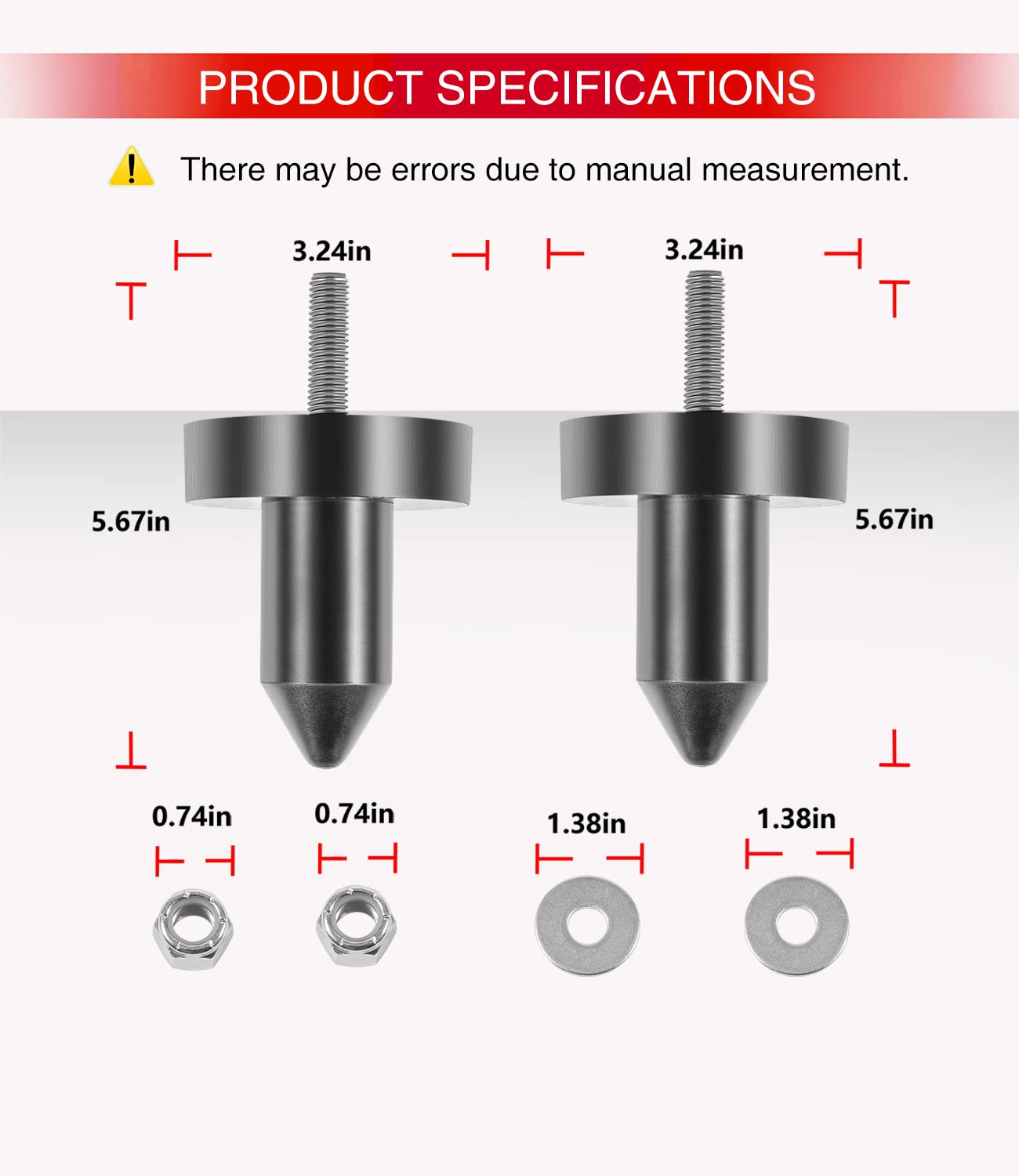 sixcow bolt and bushing size comparison illustrating correct scale for easy installation