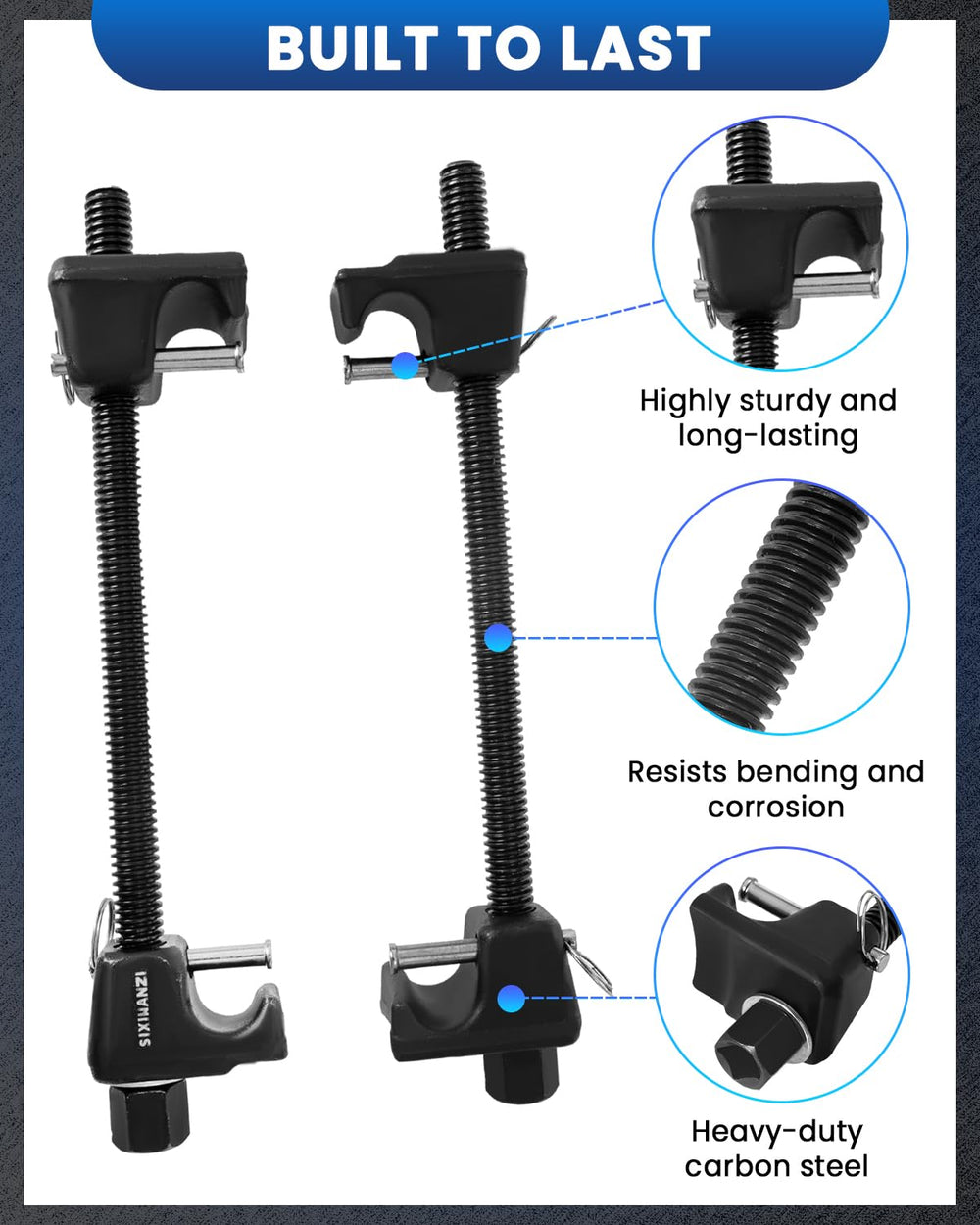 SIXIWANZI tool in use on a MacPherson strut demonstrating safe spring removal
