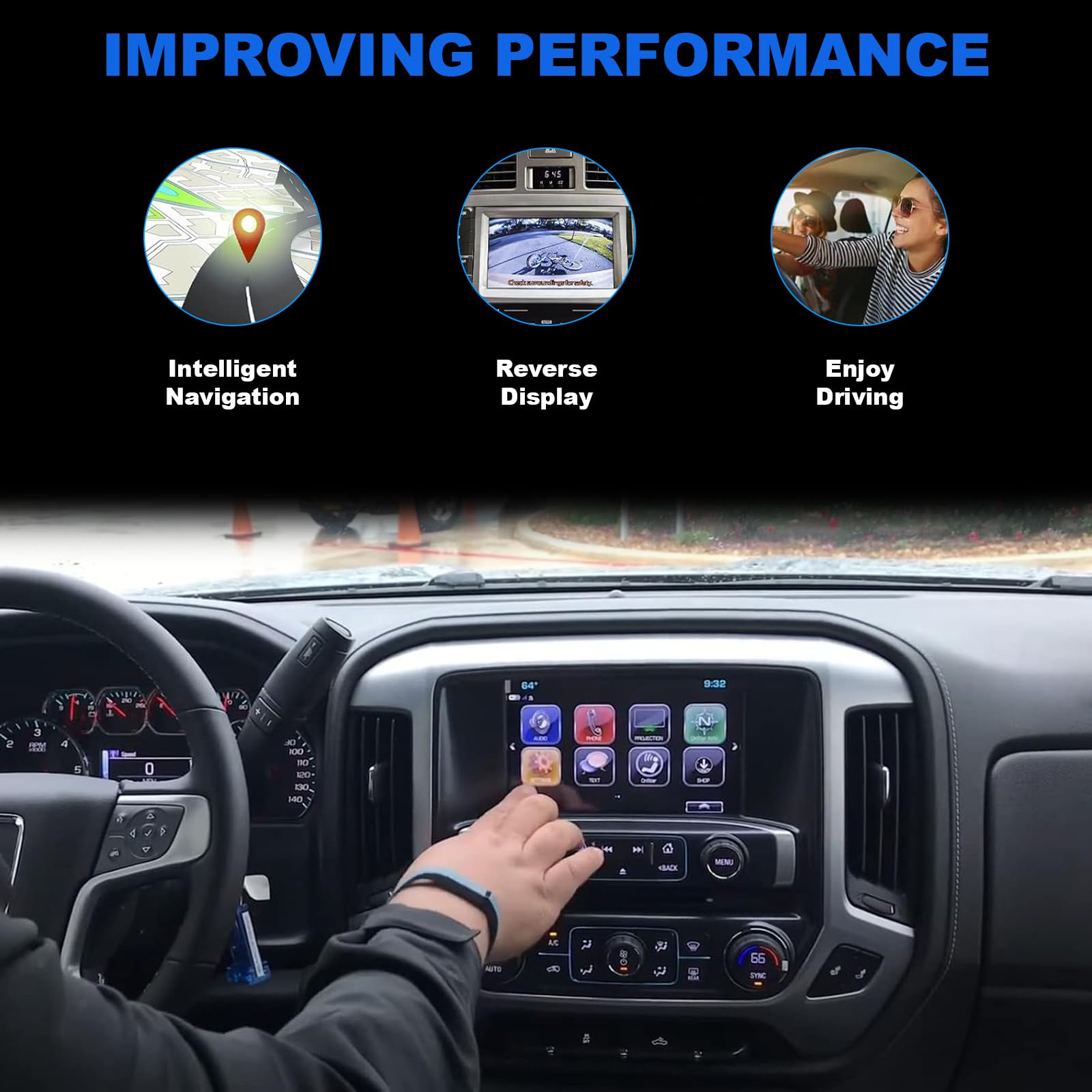 SIYOEN reverse camera display showing clear image to improve parking visibility