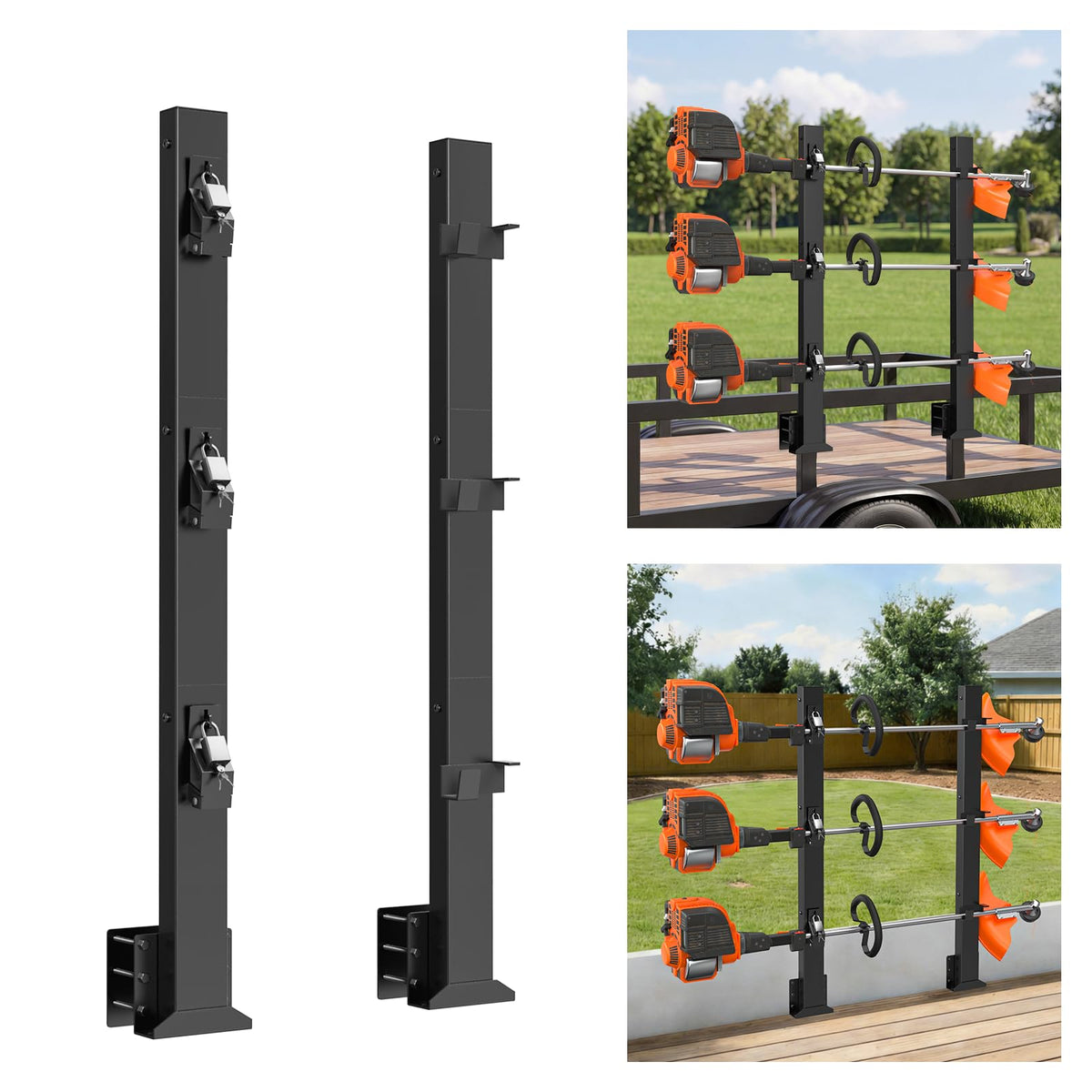 SJPULMO front view of 3-place rack showing organized trimmers and quick access